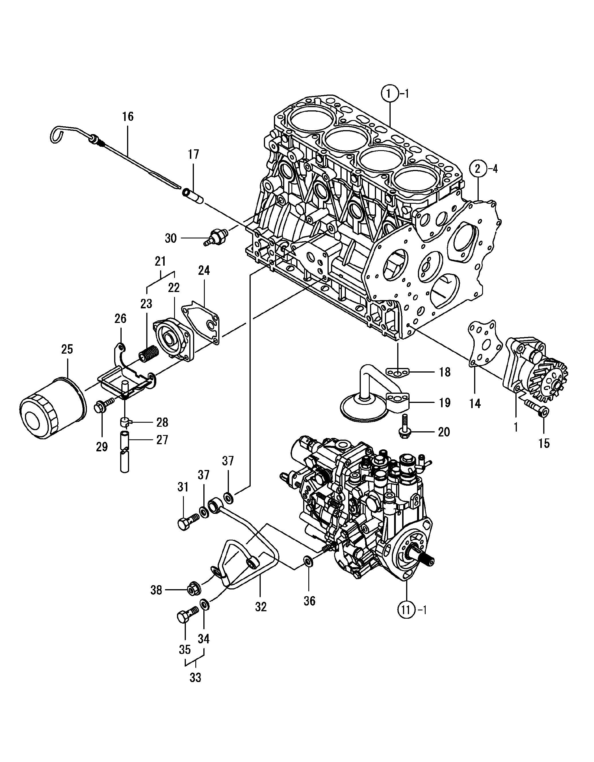 Схема Луб.оил система HITACHI ZX52U-3F