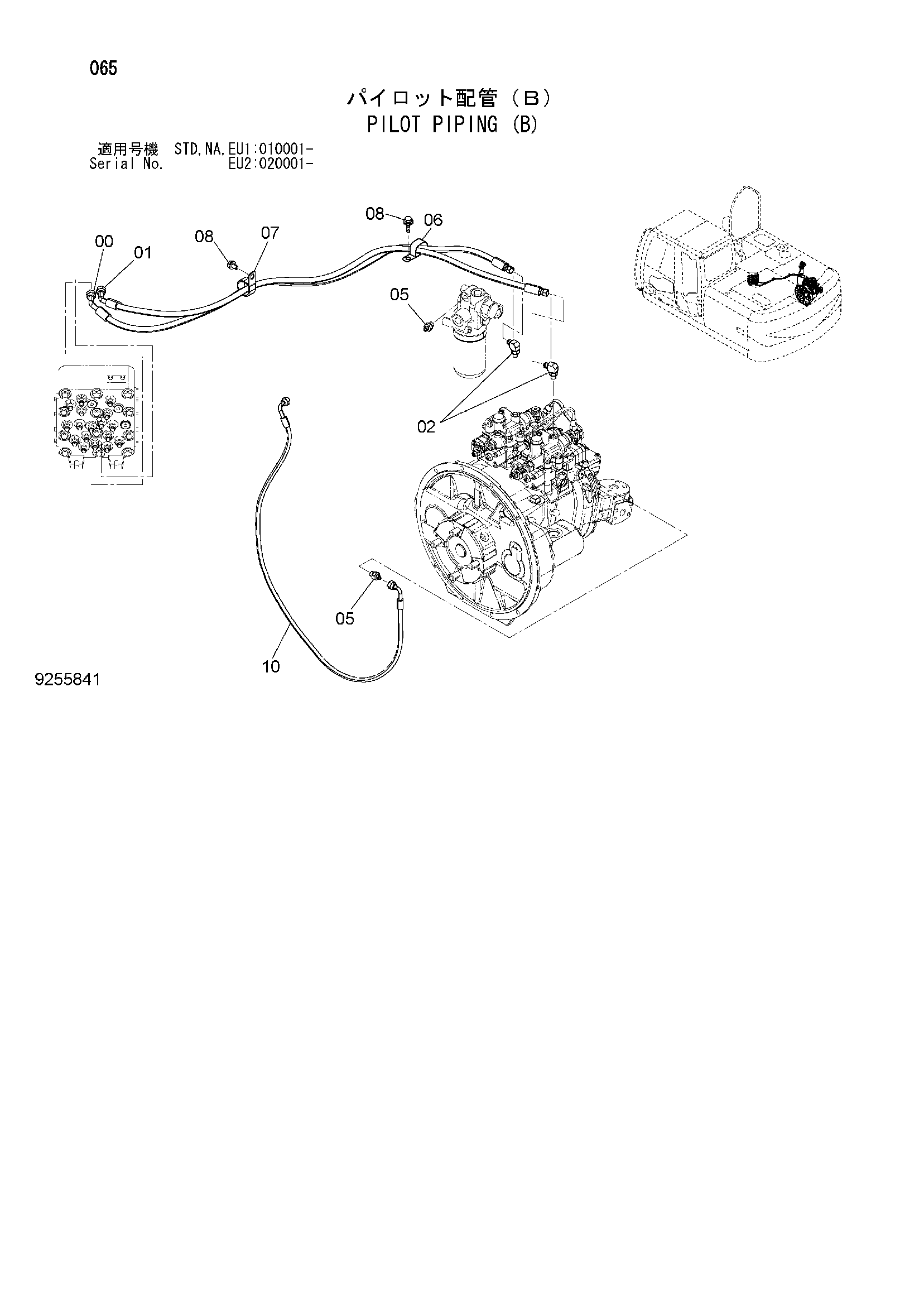 Схема Пилотные гидролинии (B) HITACHI ZX160LC-3