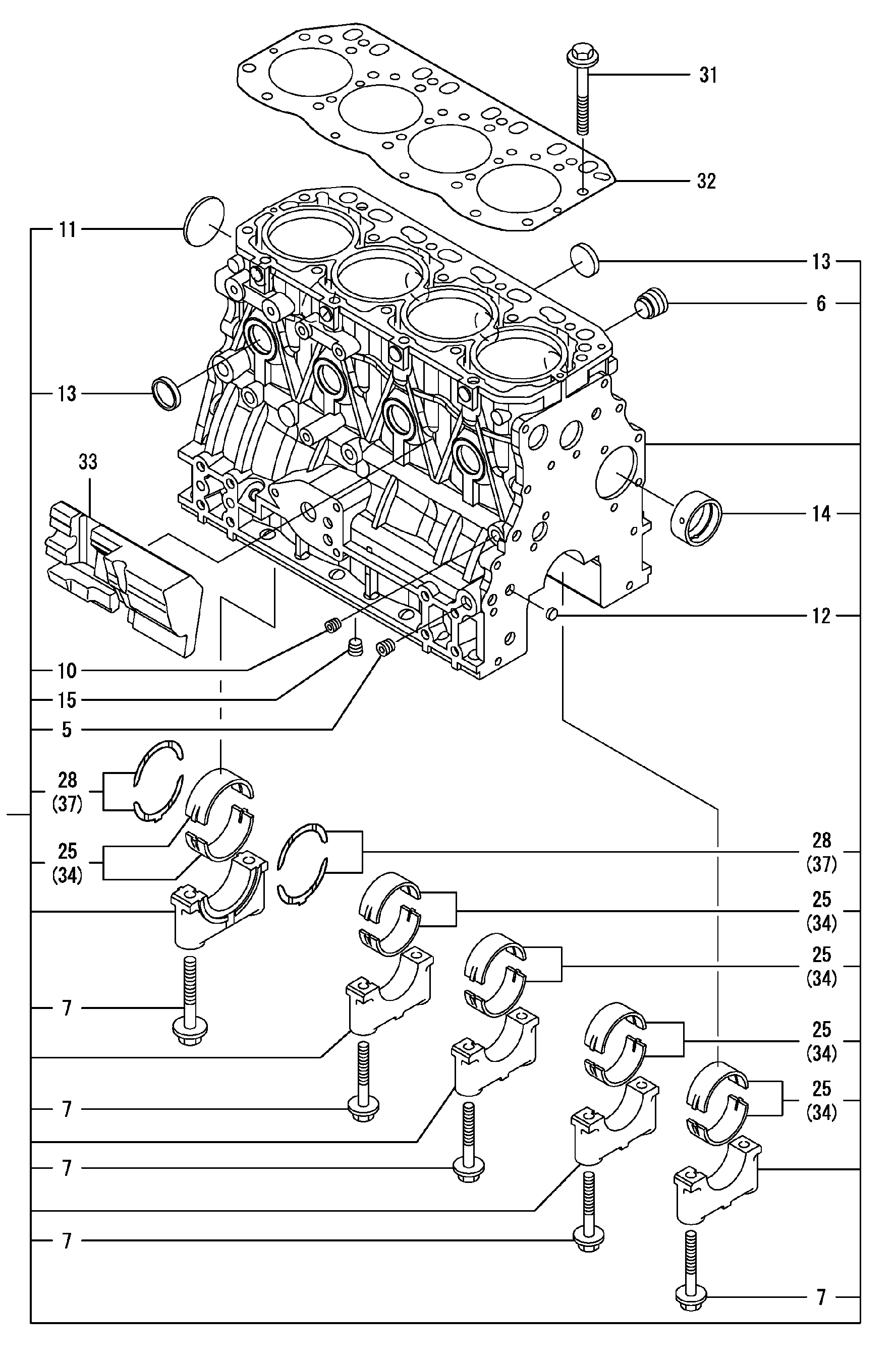 Схема Блок цилиндров HITACHI ZX40U-2
