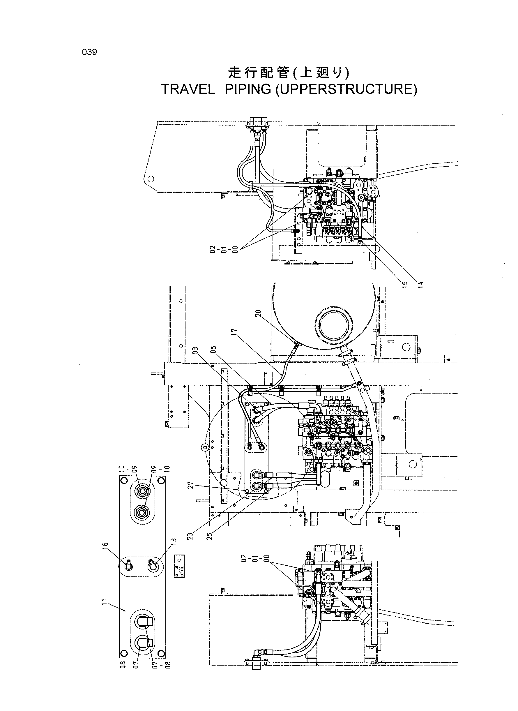 Схема Гидролинии хода (верхняя платформа) HITACHI HR1200SG