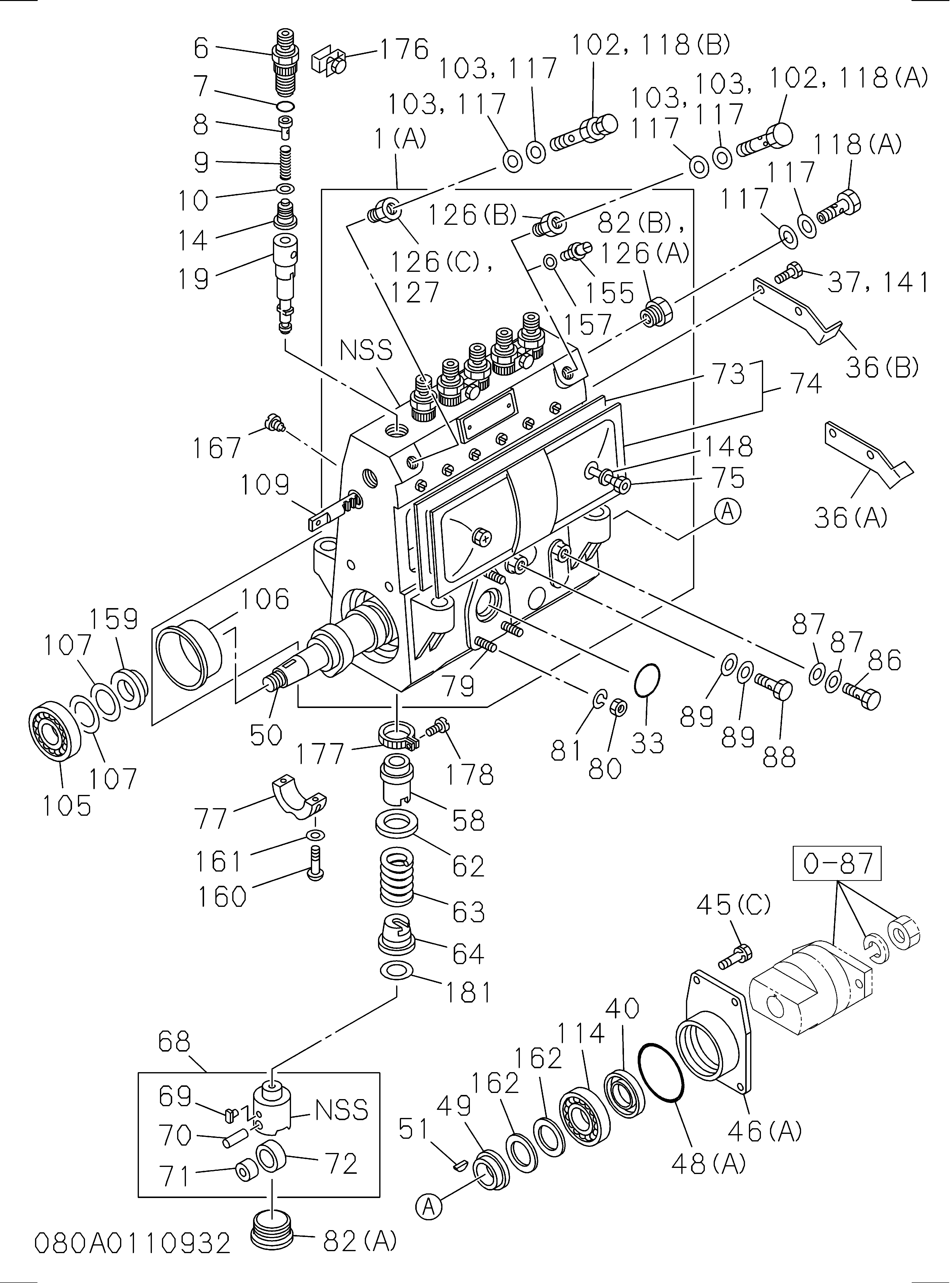Схема 080: Топливный насос высокого давления HITACHI EX225USR(LC)