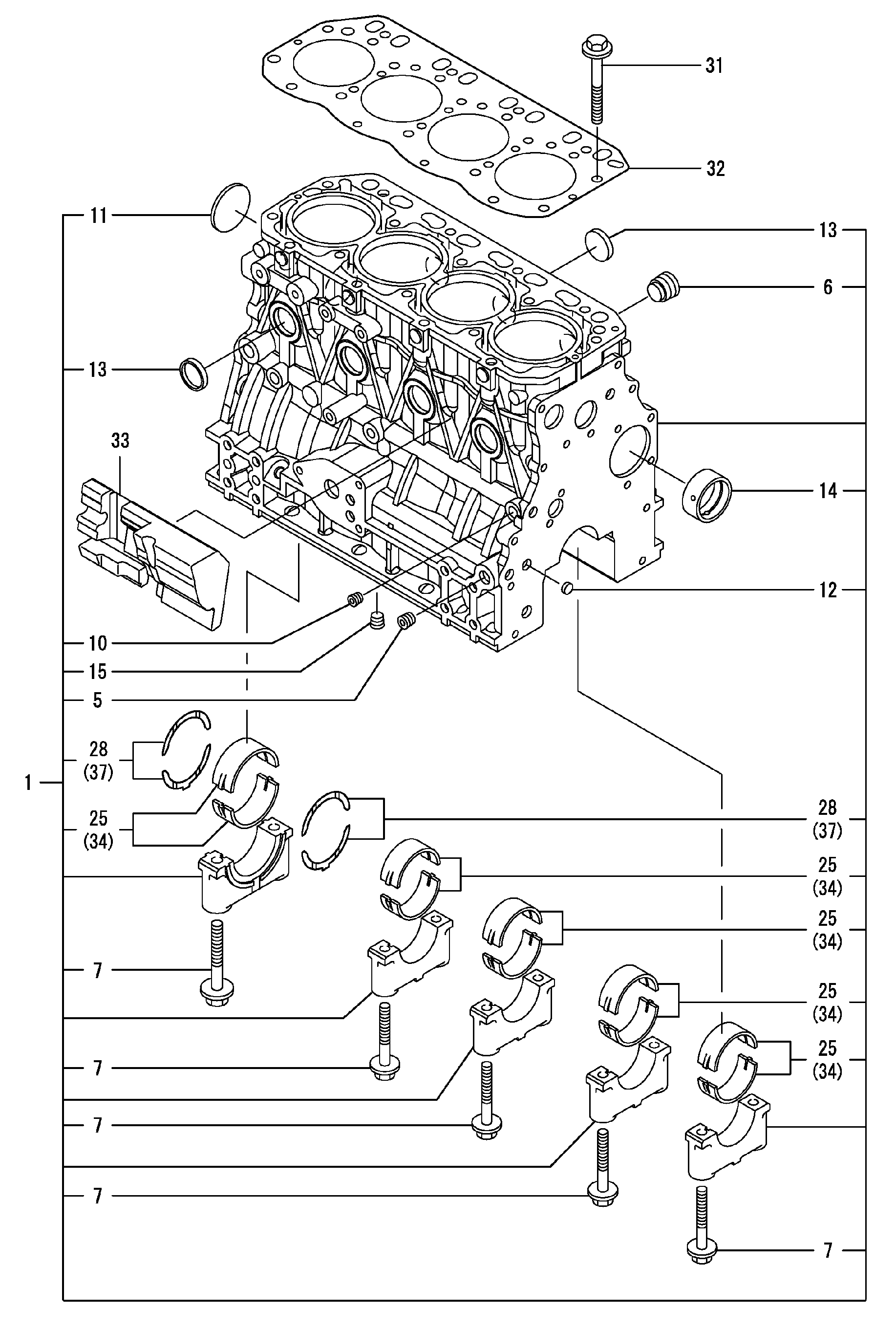 Схема Блок цилиндров HITACHI ZX40U-2U