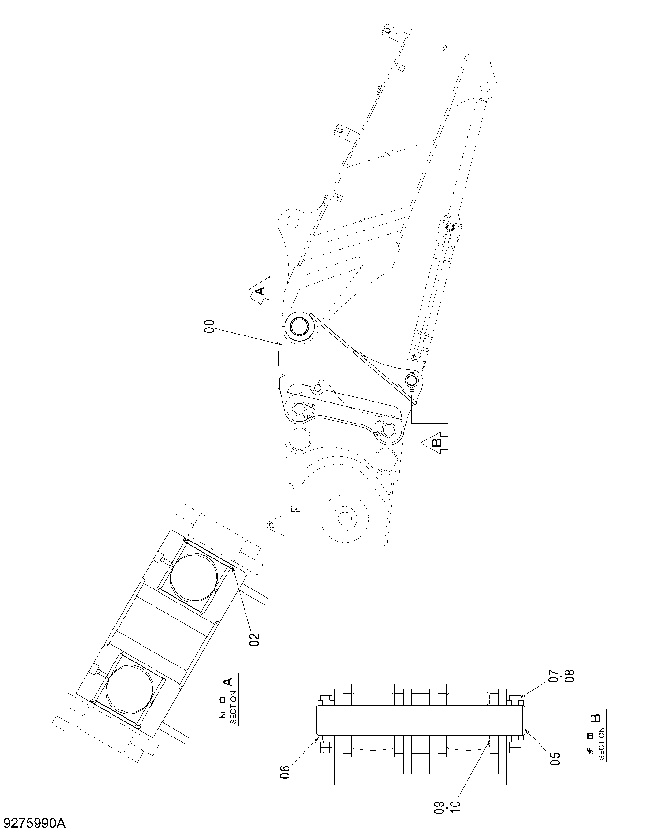 Схема Центральный стрела 0.9m HITACHI ZX480LCK-3