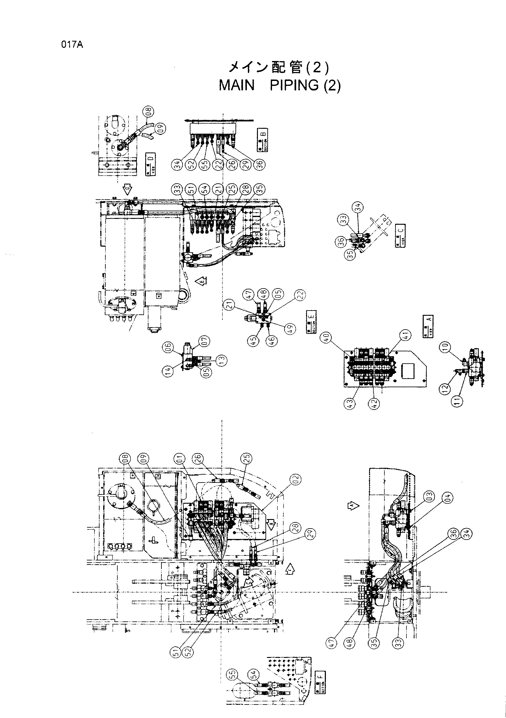 Схема Основные гидролинии (2) HITACHI HX140B