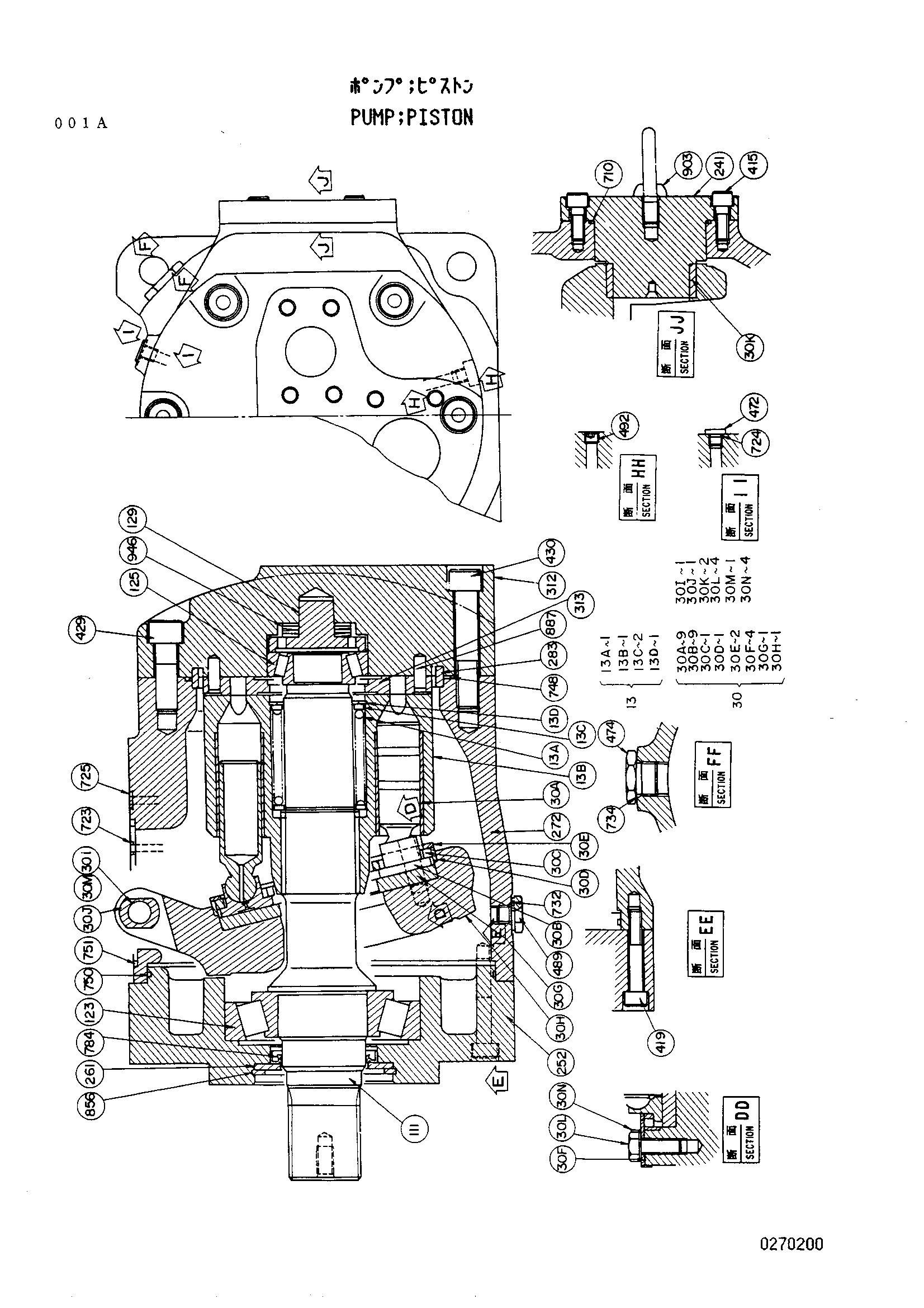 Схема Поршень насос HITACHI UH181