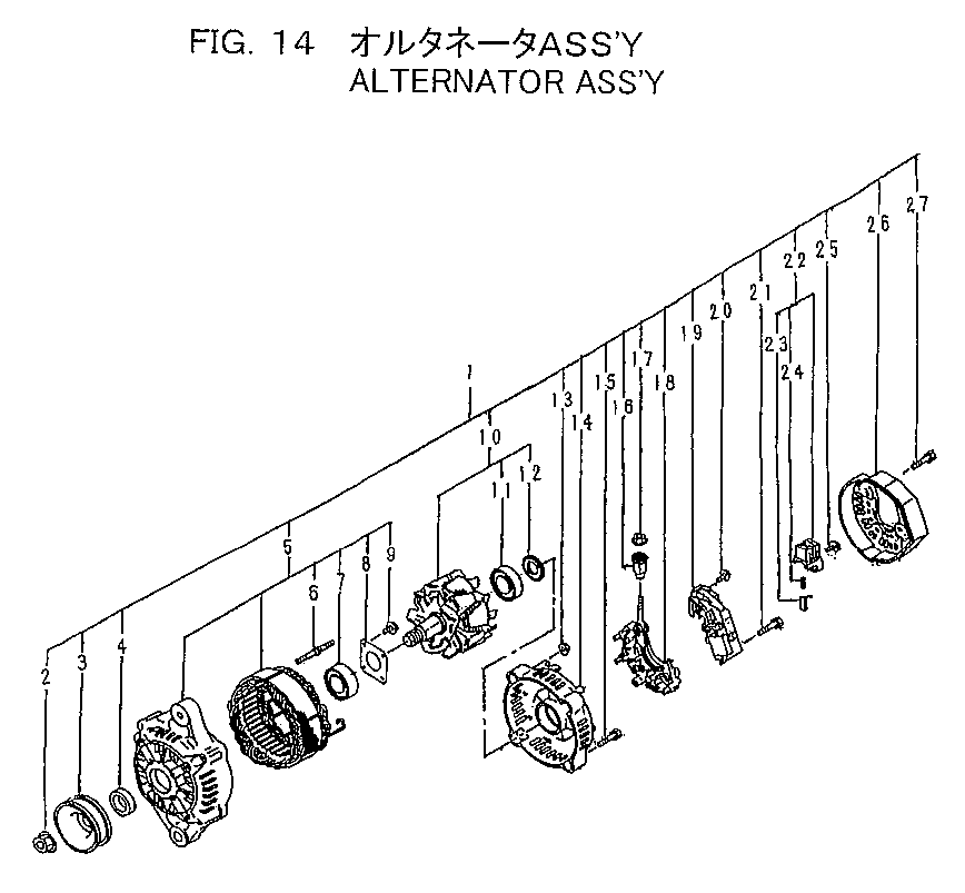 Схема FIG.14 генератор в сборе HITACHI ZX20UR