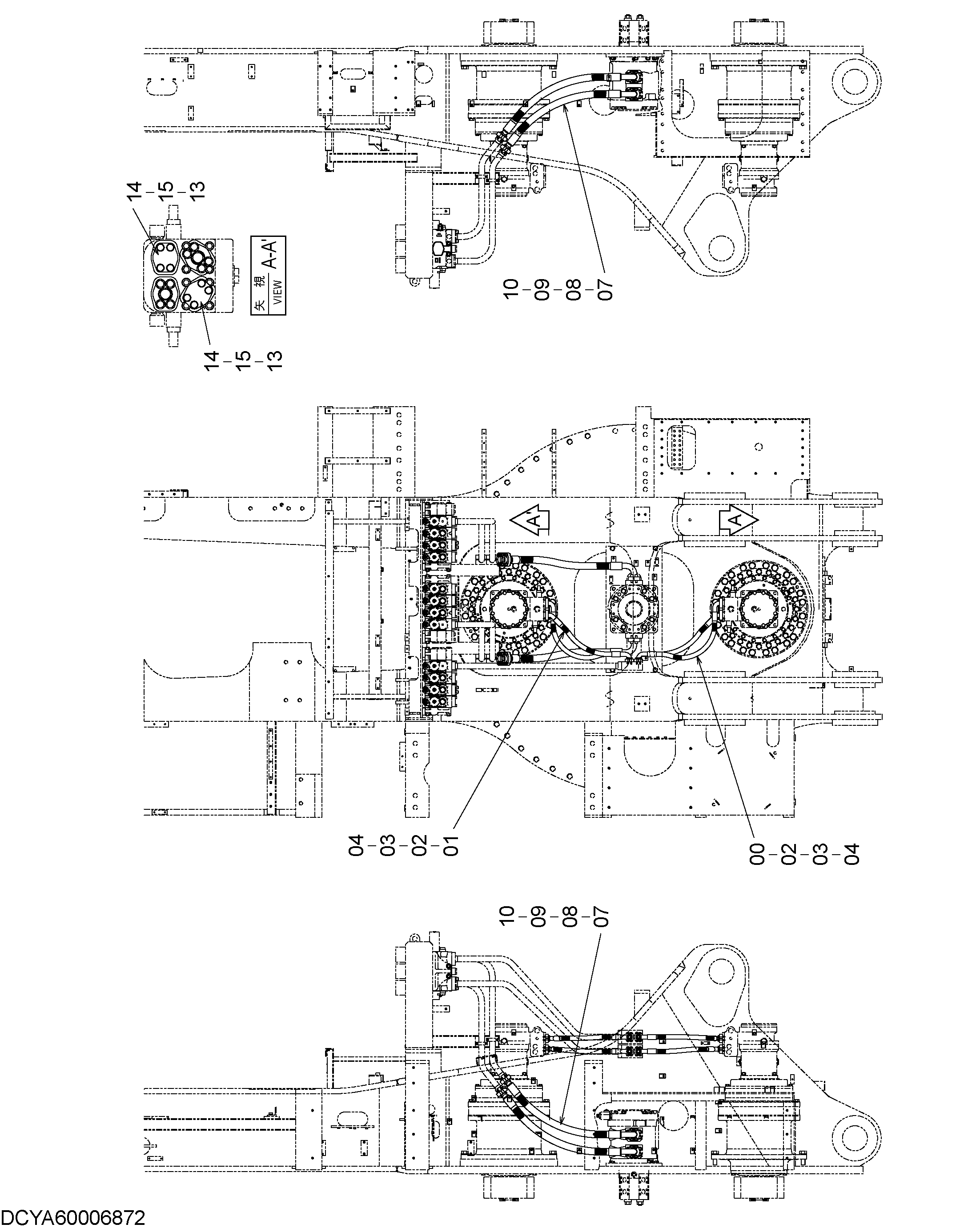 Схема MAIN PIPING (SWING,TRAVEL) HITACHI EX1900-6