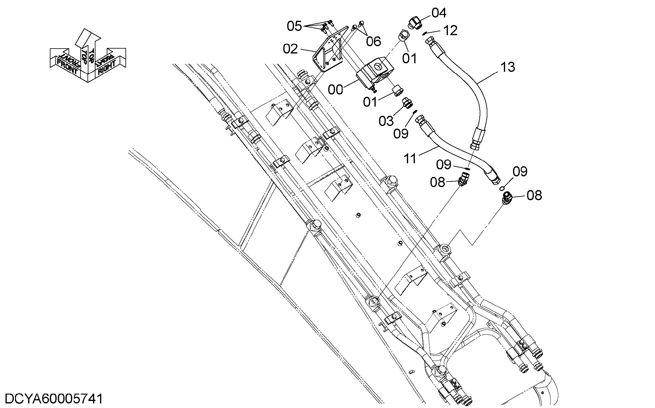 Схема HSB гидромолот трубопроводы HITACHI ZX350LCK-5G