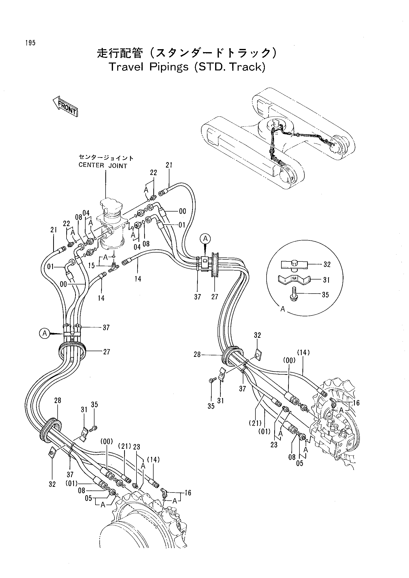 Схема Ход трубопроводы (STD. гусеница) HITACHI EX220-2