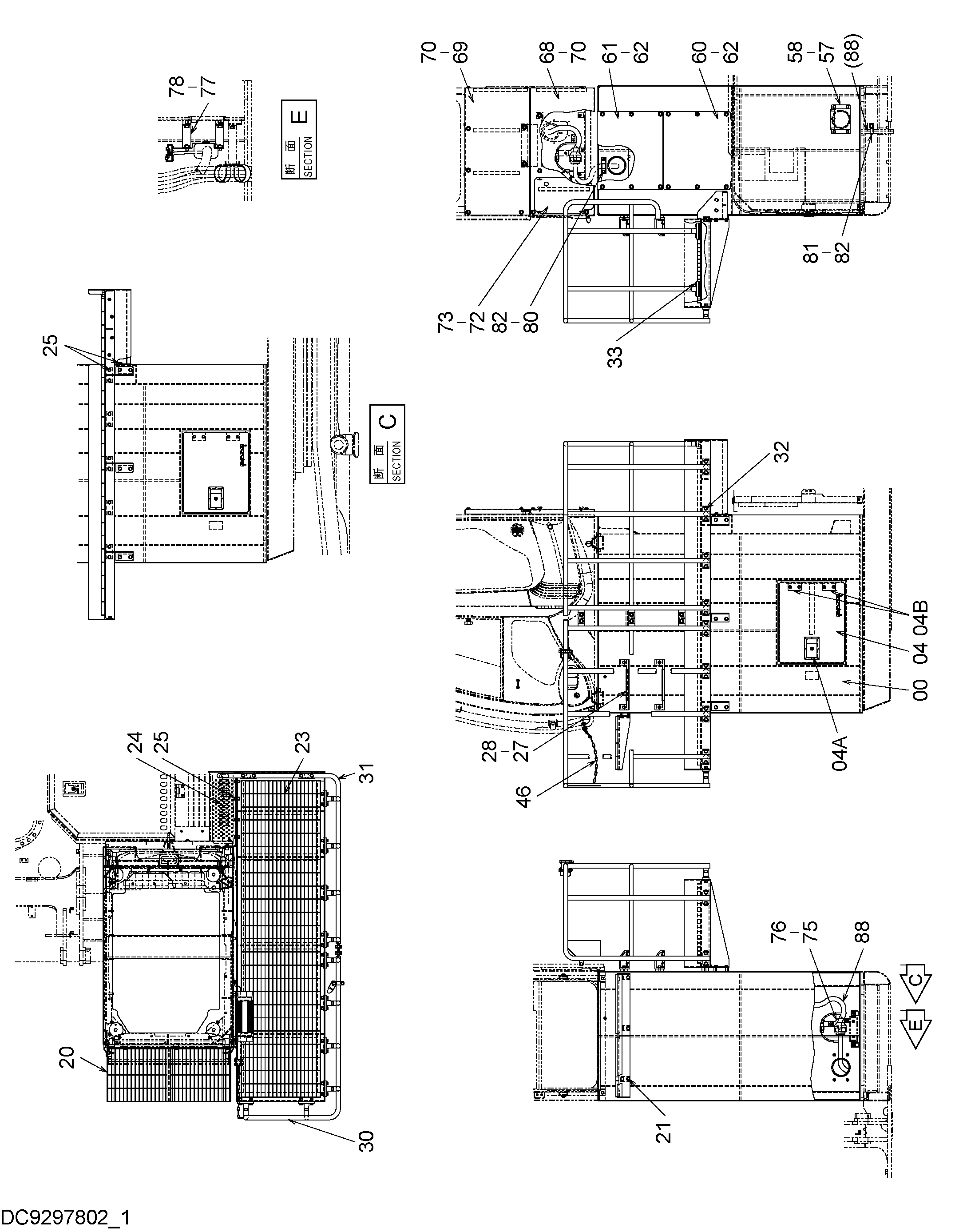 Схема Хигх-моунт кабина галлерй ступень (2.0m)(1) HITACHI ZX225USR-3