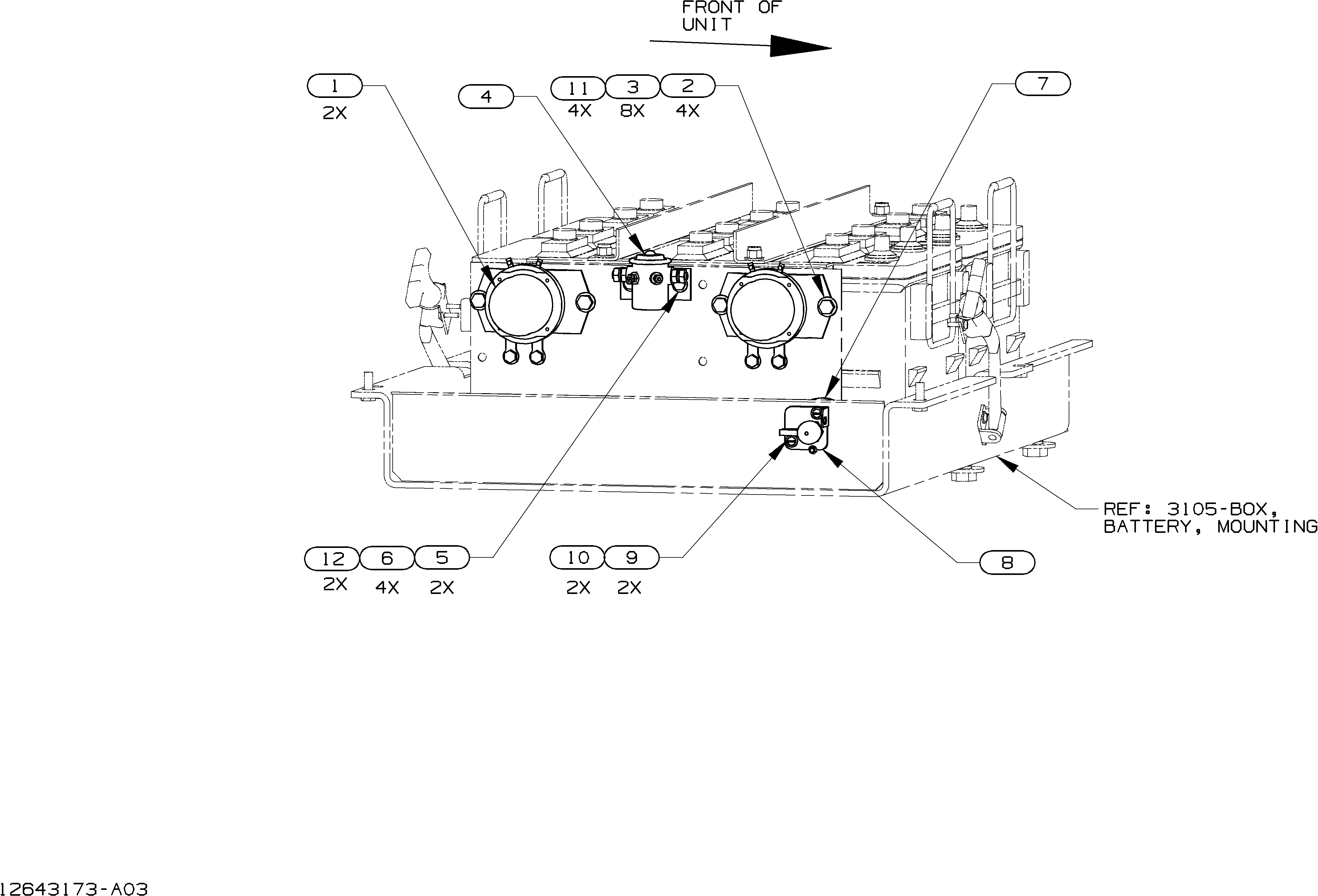 Схема 3705-Электрический, аккумулятор короб HITACHI EH1100-3
