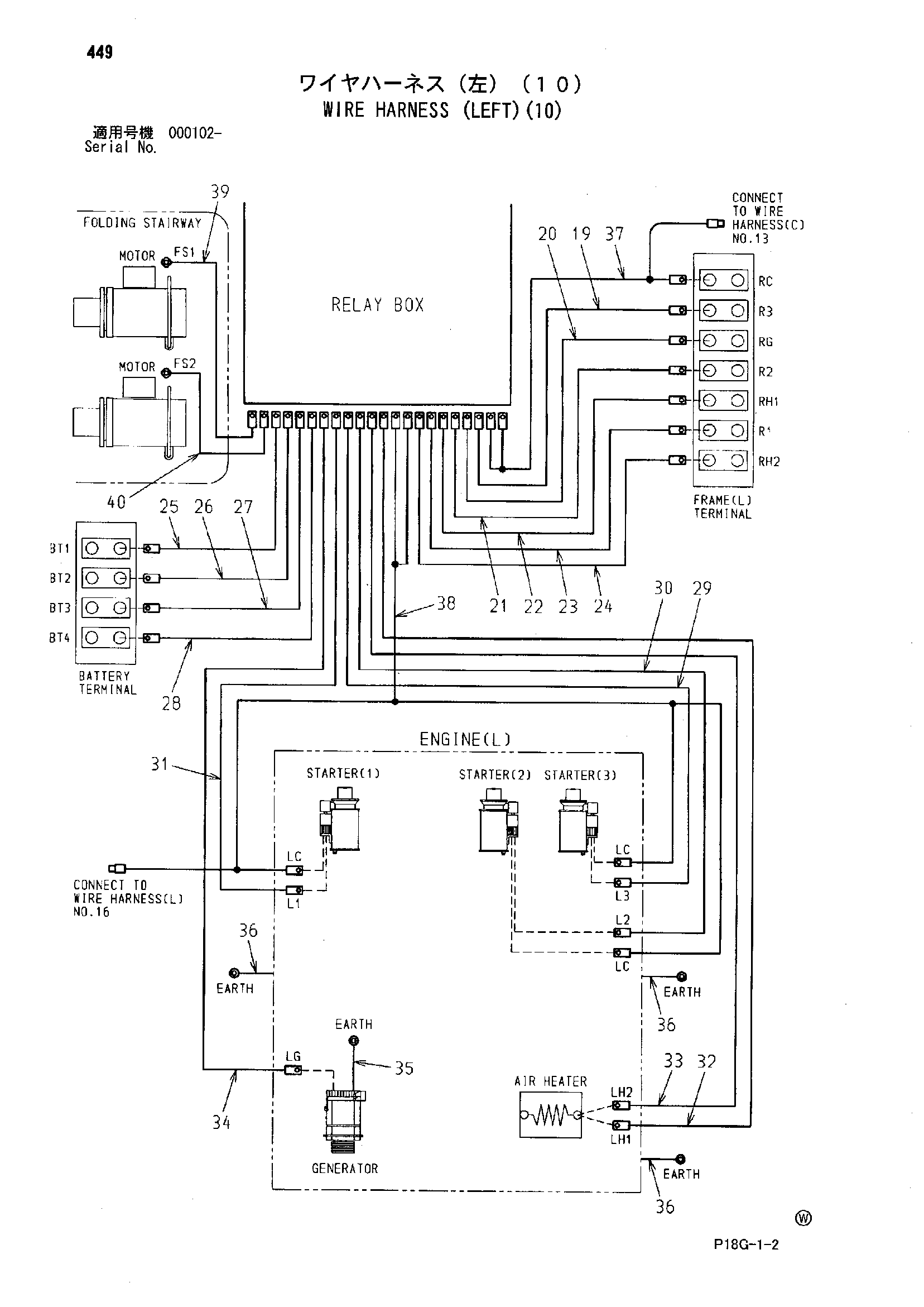 Схема Провод жгут проводов (левый)(10) HITACHI EX8000