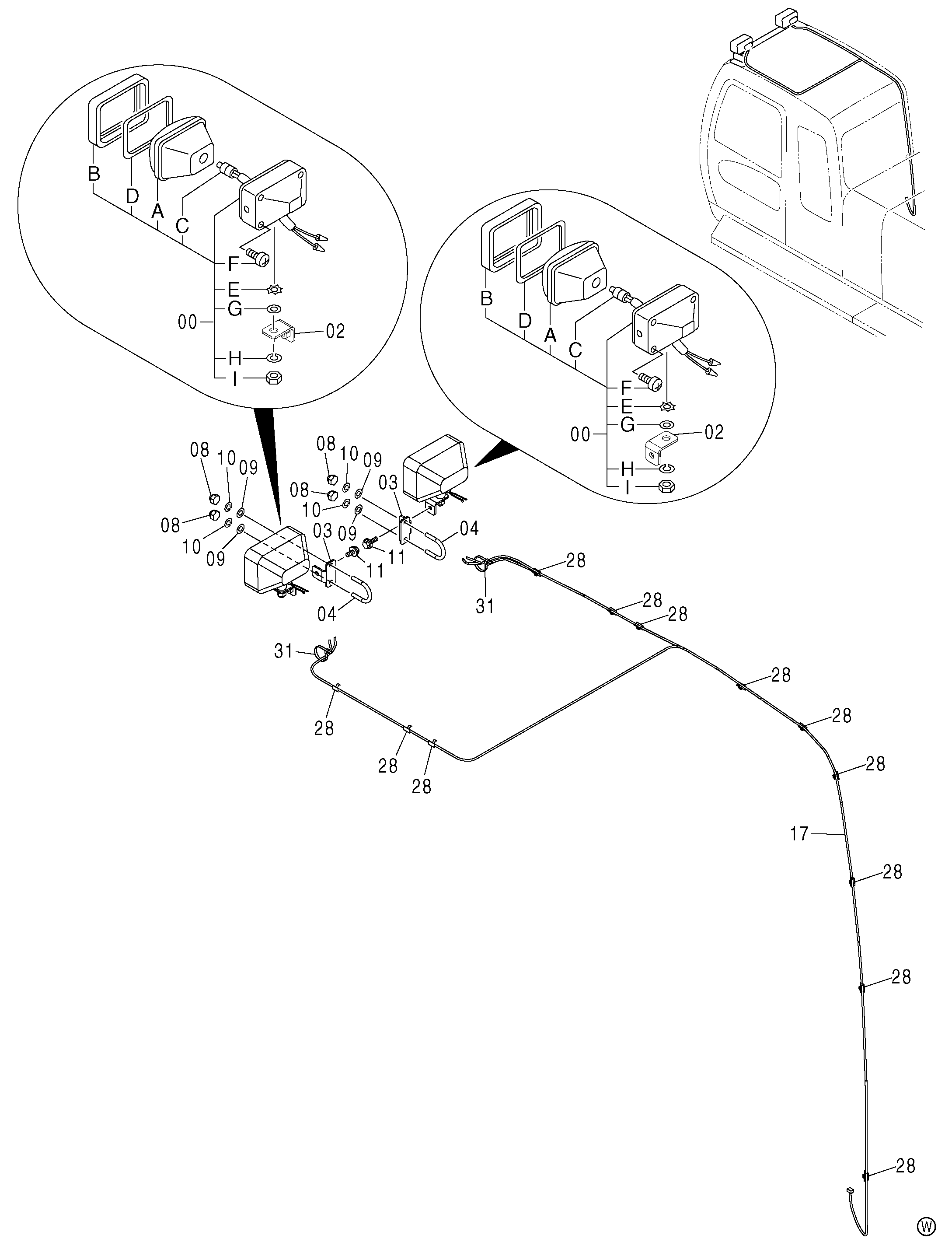 Схема Головка фонарь <450> HITACHI ZX460LCH-AMS