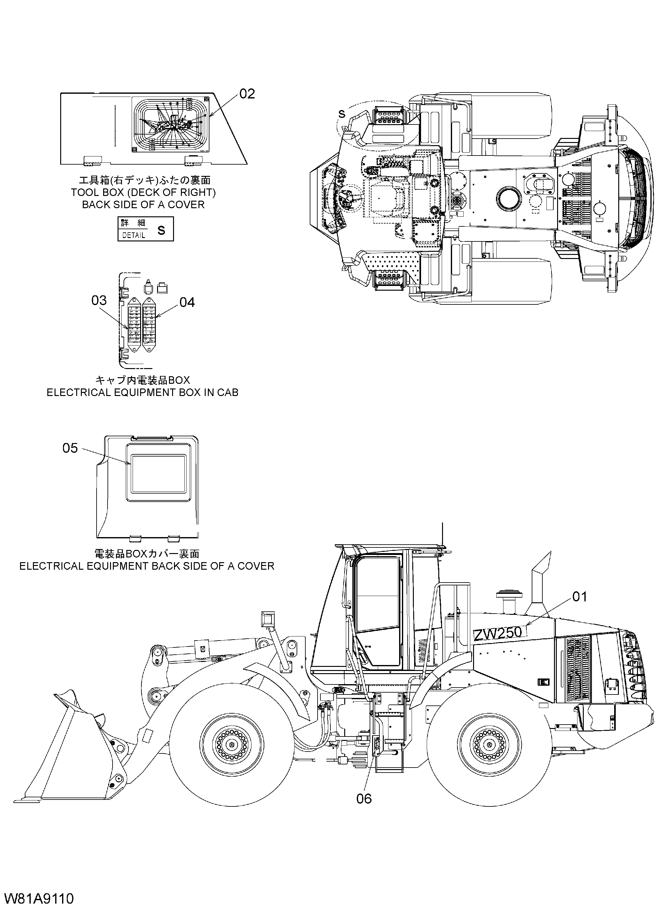 Схема Информационная табличка(1) [H3H, HSH, HXH] HITACHI ZW250-HCMF