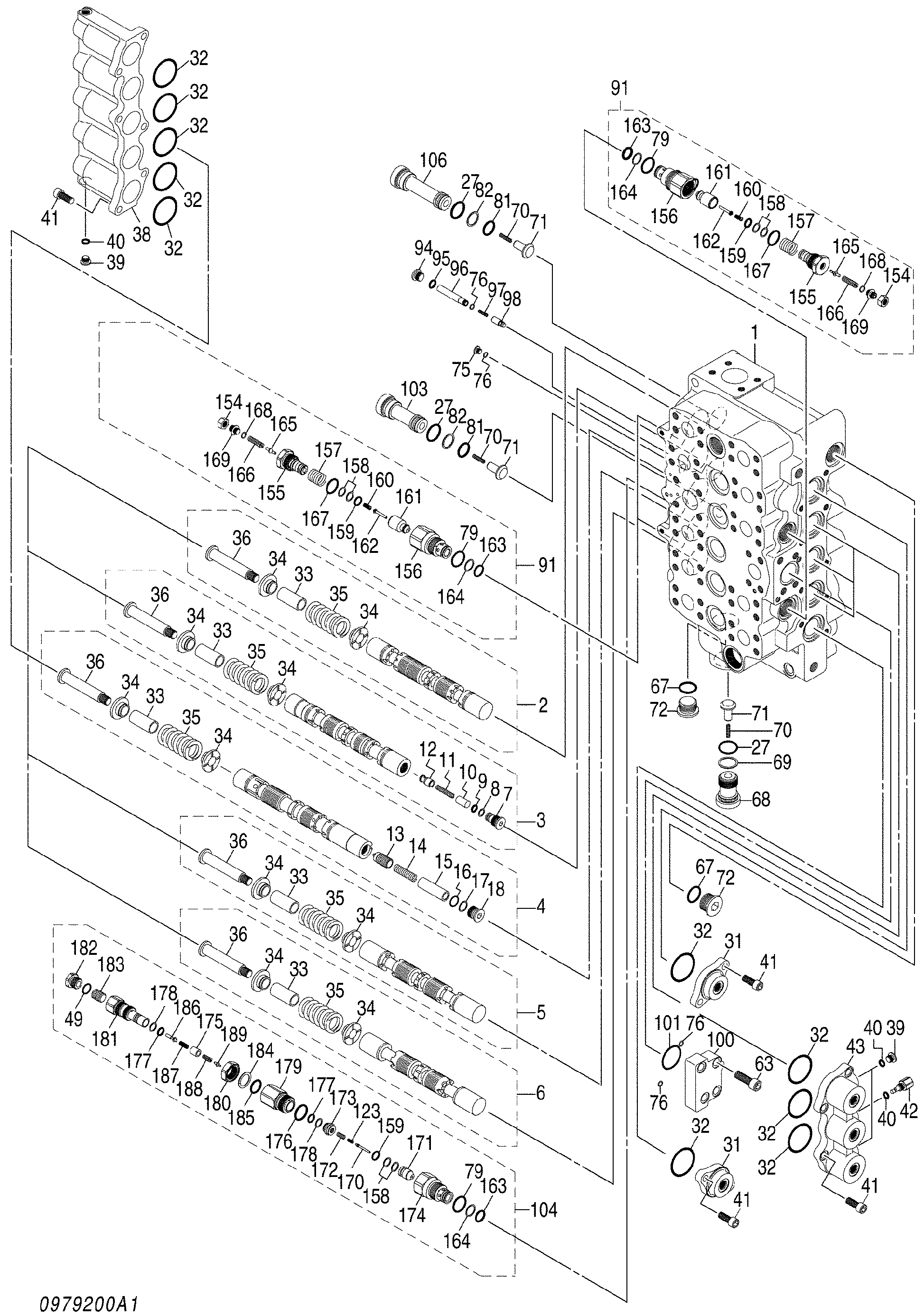 Схема Гидрораспределитель (1/4) HITACHI ZX450-3F