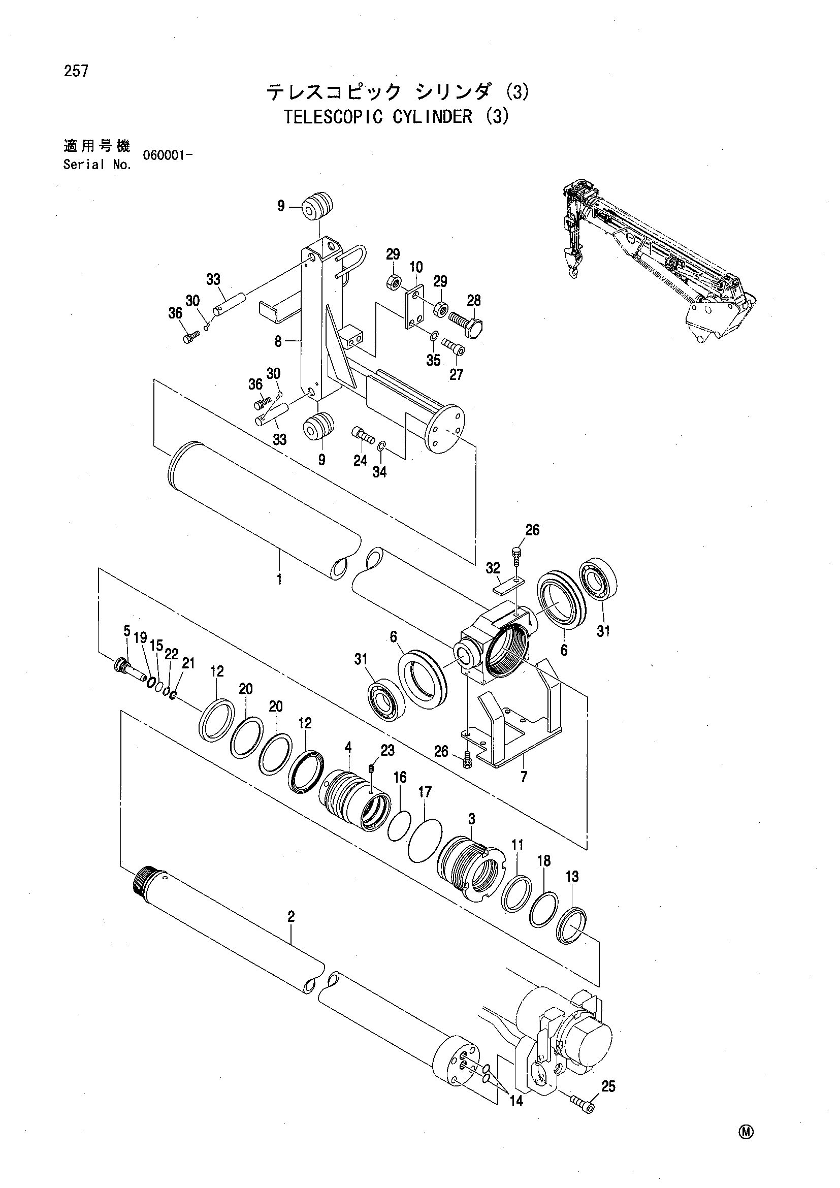 Схема Телескопик гидроцилиндр (3) HITACHI ZX135UST