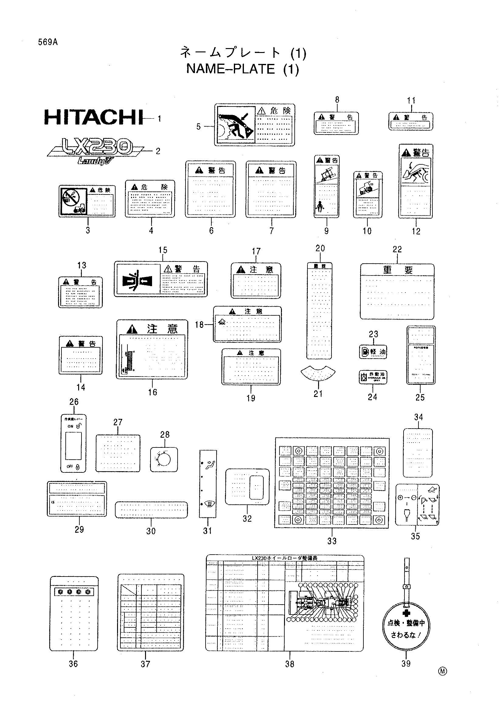 Схема Информационная табличка (1) HITACHI LX230-5