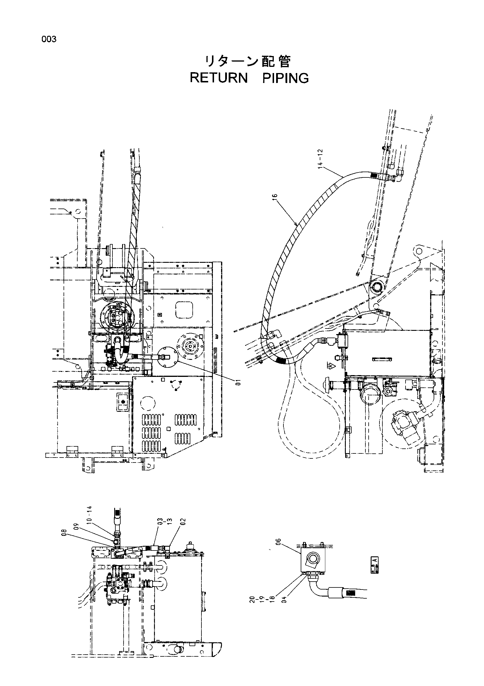 Схема Обратный трубопроводы HITACHI EX60-5(LC)