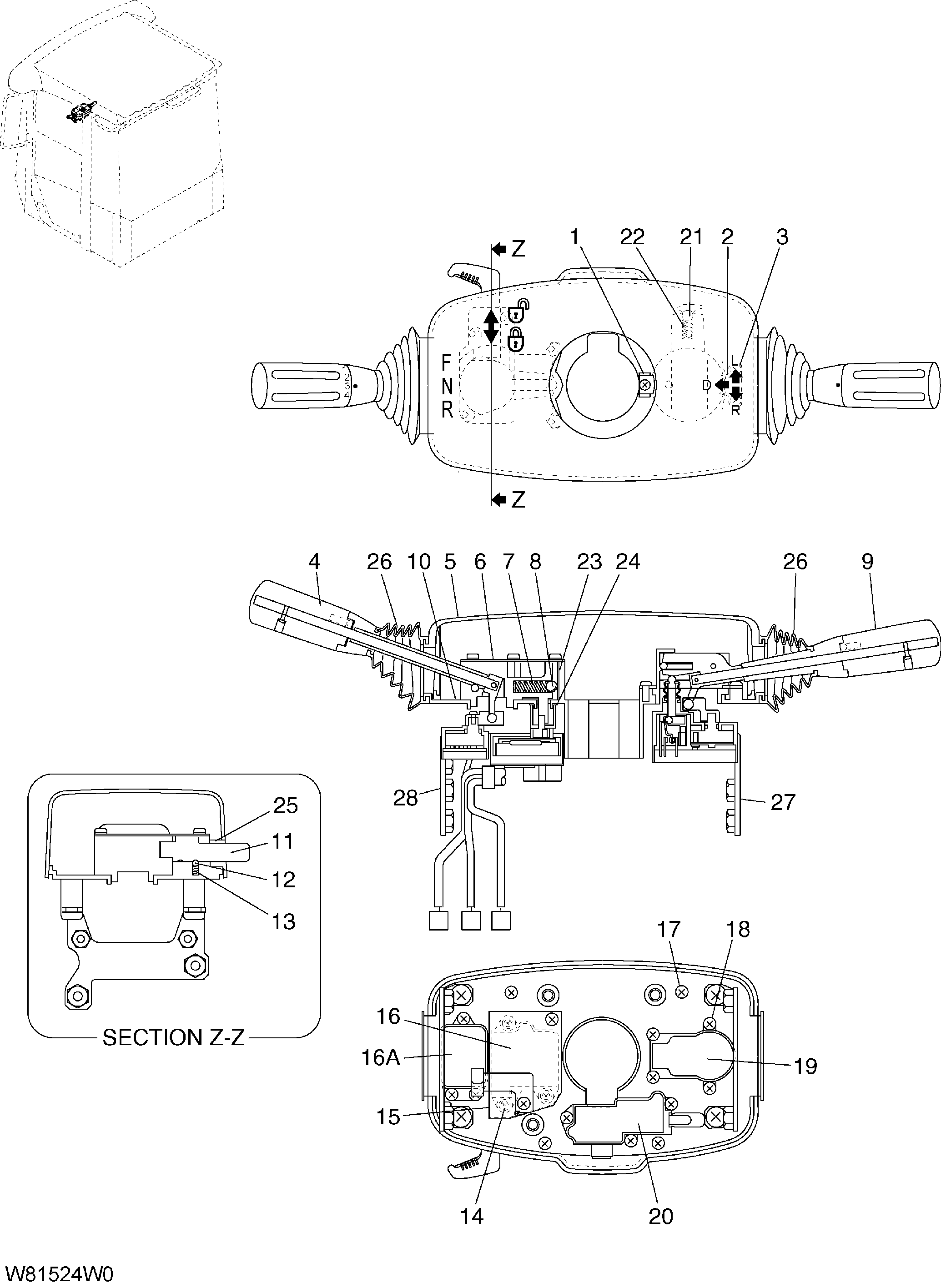 Схема Колумн рычаг HITACHI ZW180