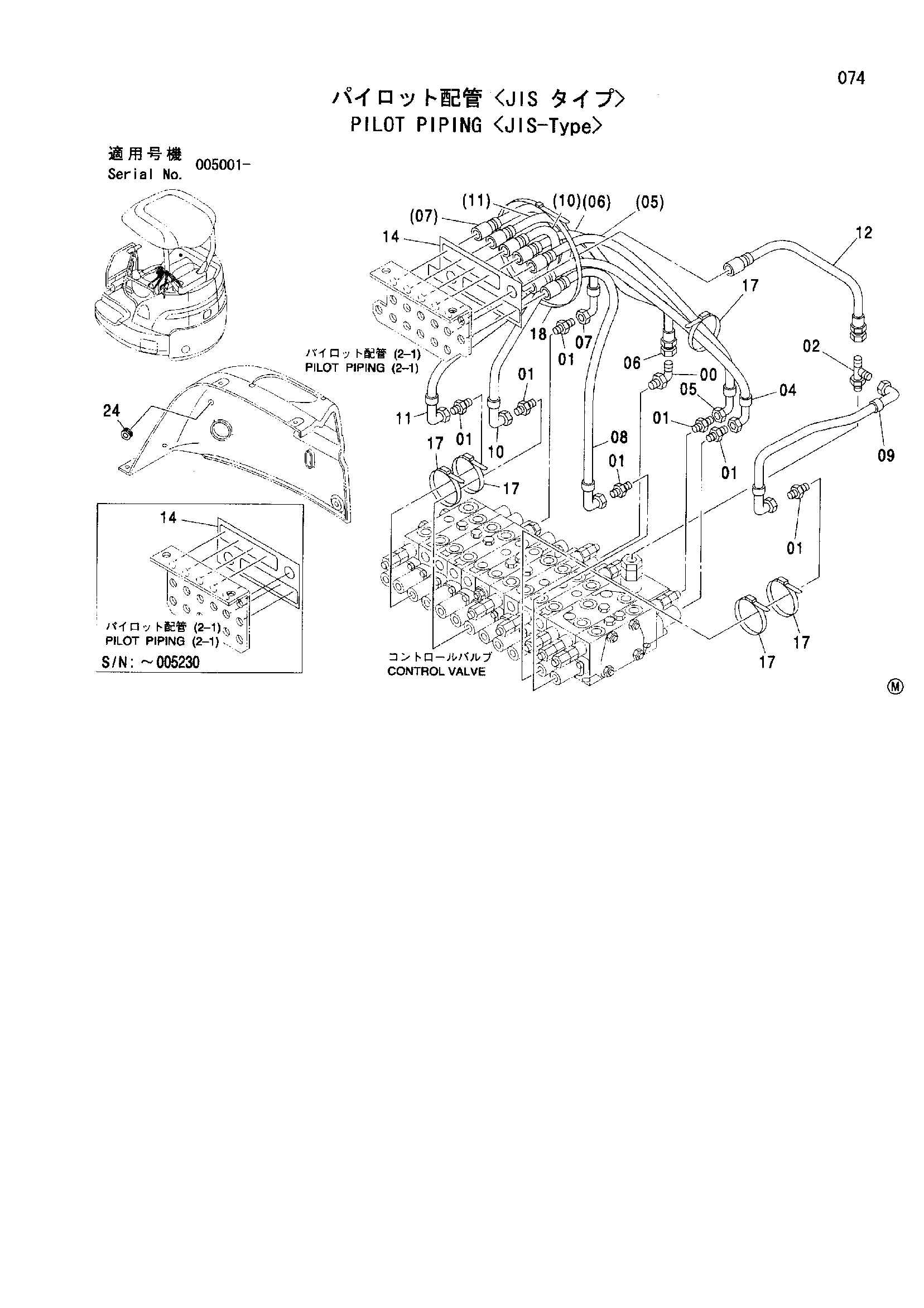 Схема Пилотные гидролинии <тип JIS> HITACHI ZX35U