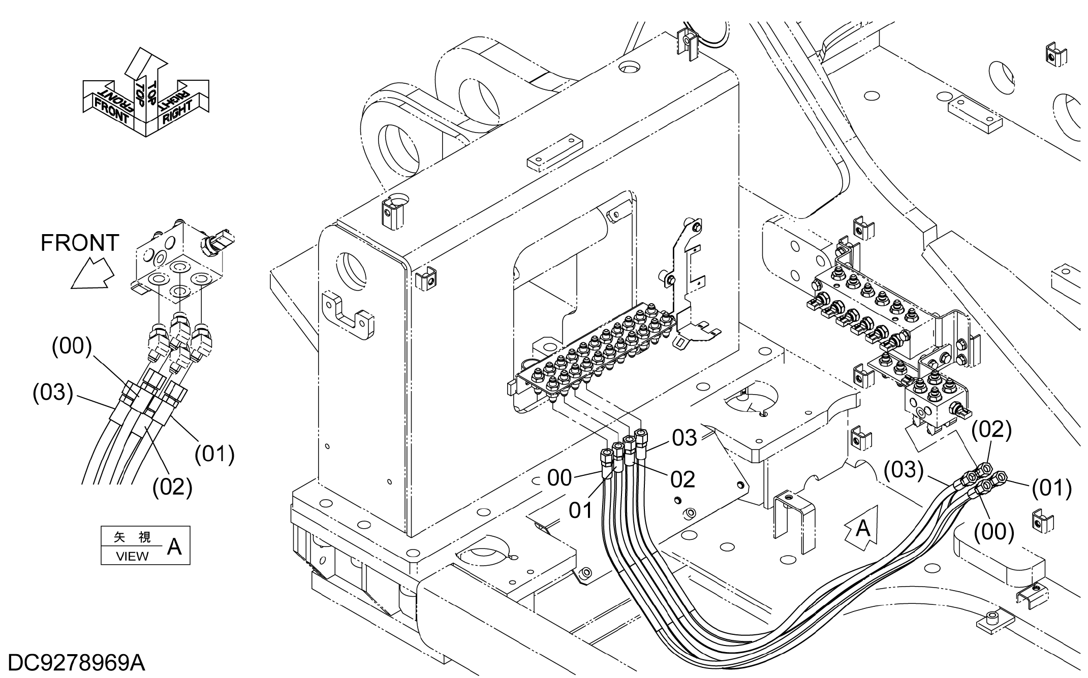 Схема Пилотные гидролинии (6)(рама) HITACHI ZX470H-3