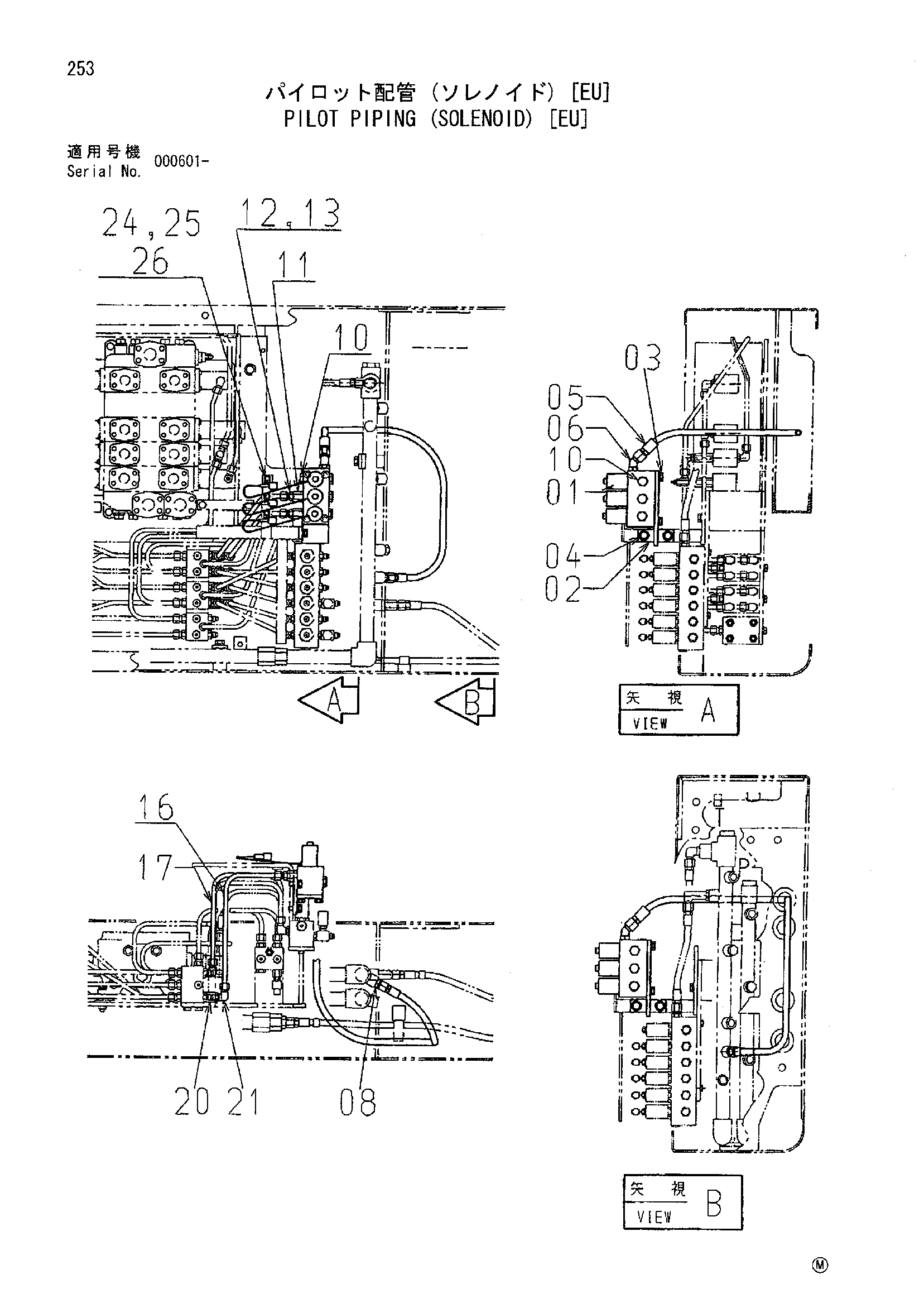 Схема Пилотные гидролинии (электромагнитный) [EU] HITACHI SCX700