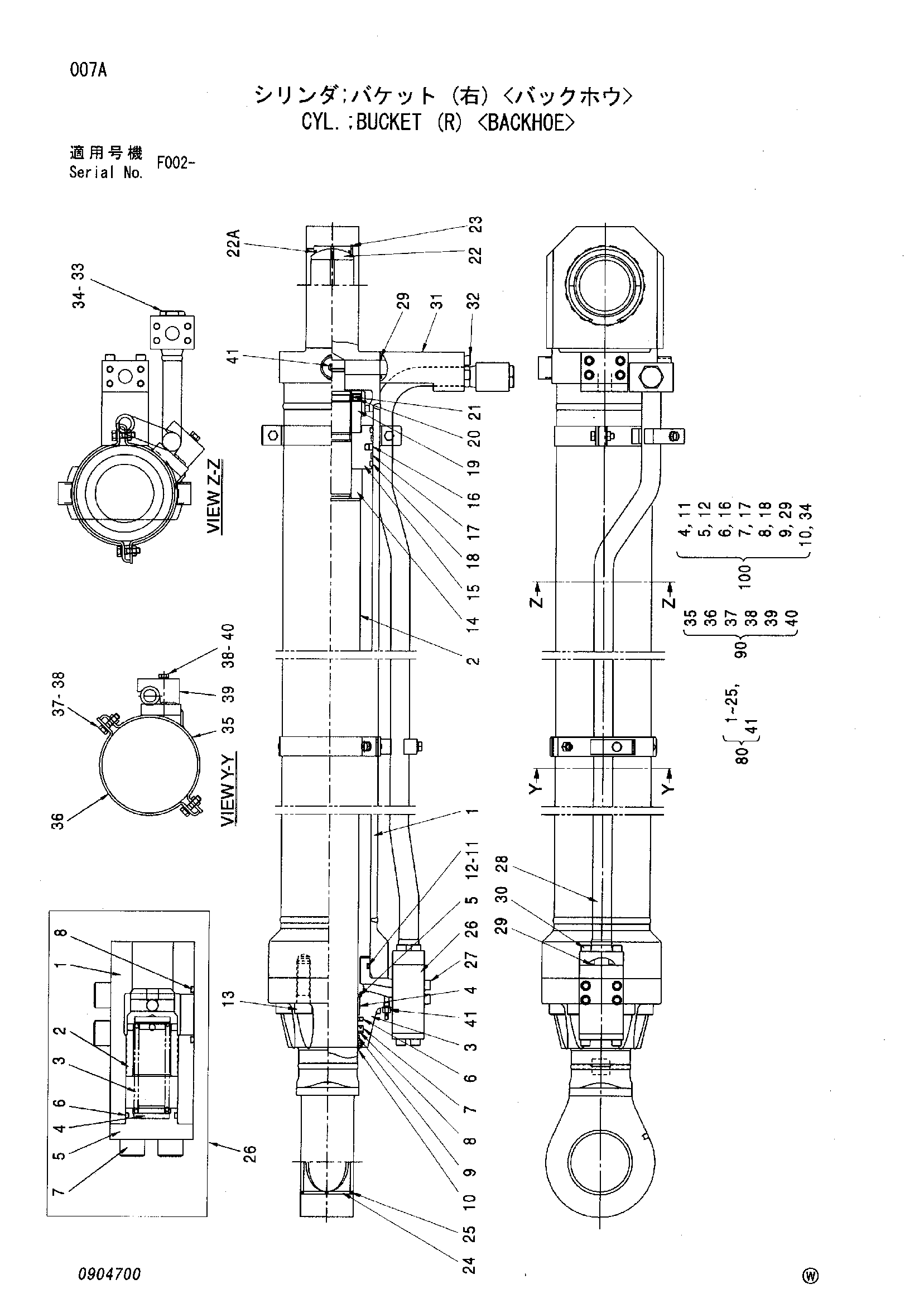 Схема Гидроцилиндр ковша (правый) <экскаватор> HITACHI EX1900-5