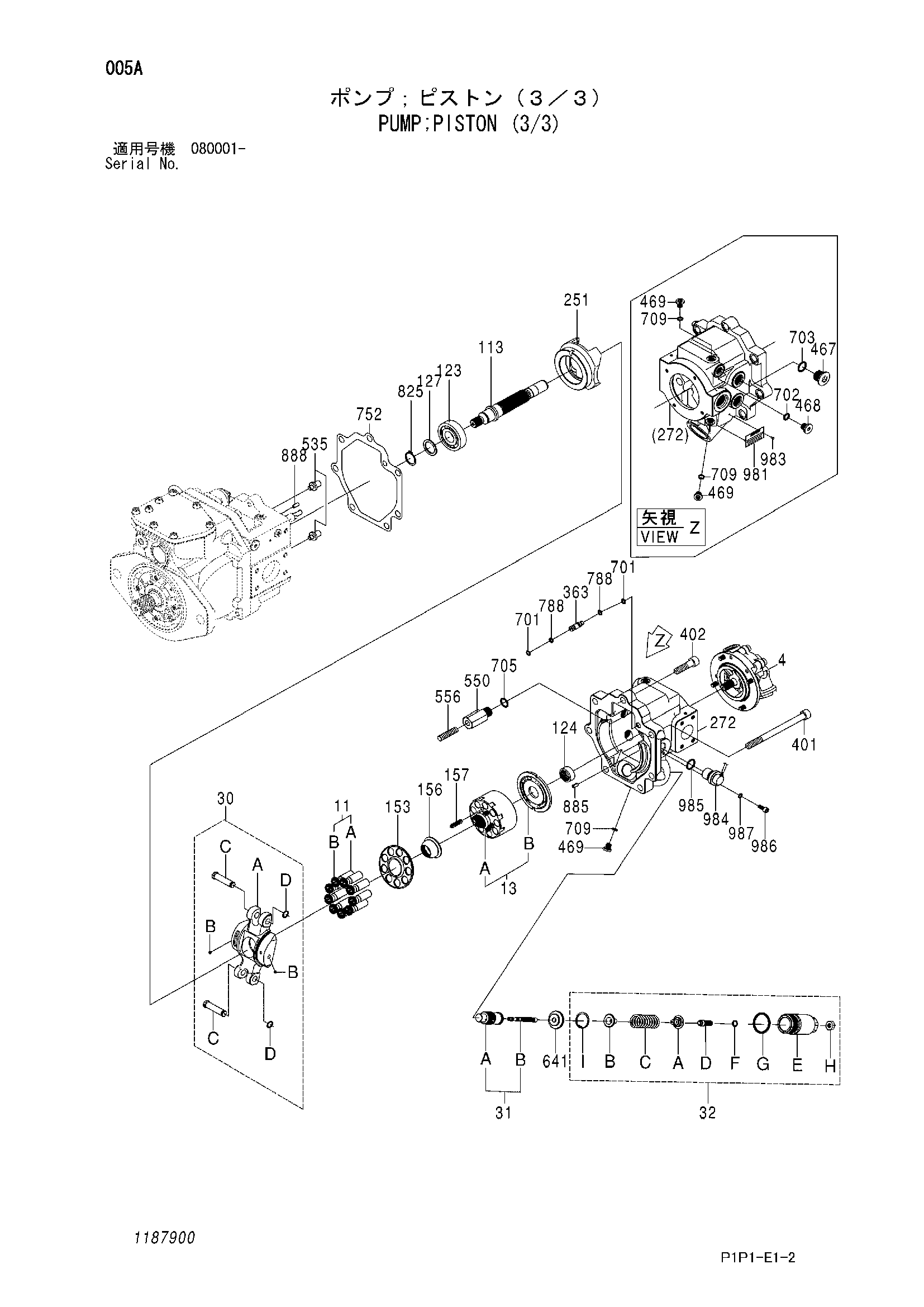 Схема Поршневой насос (3/3) HITACHI ZX70-3