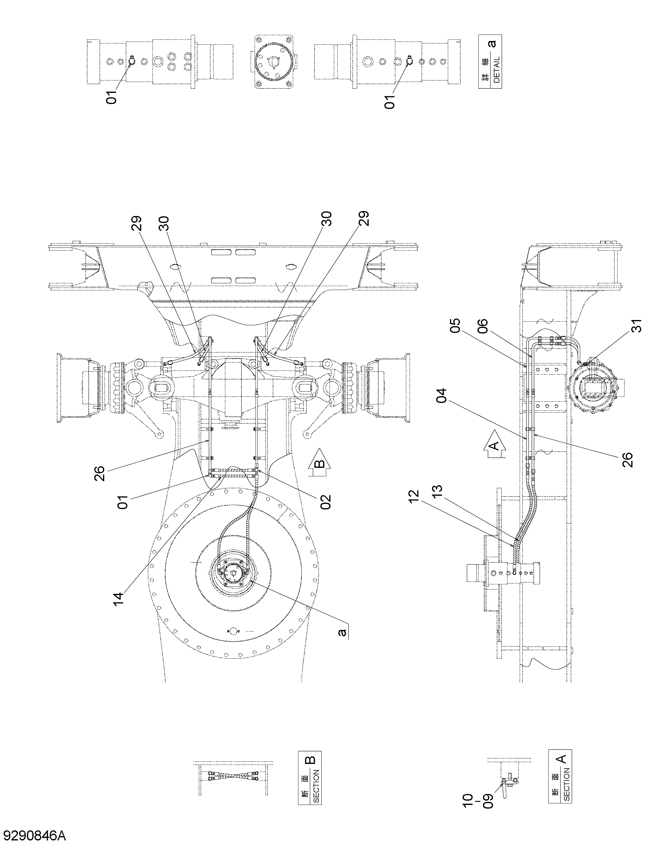 Схема Рулевое управление трубопроводы (водило) HITACHI ZX400W-3