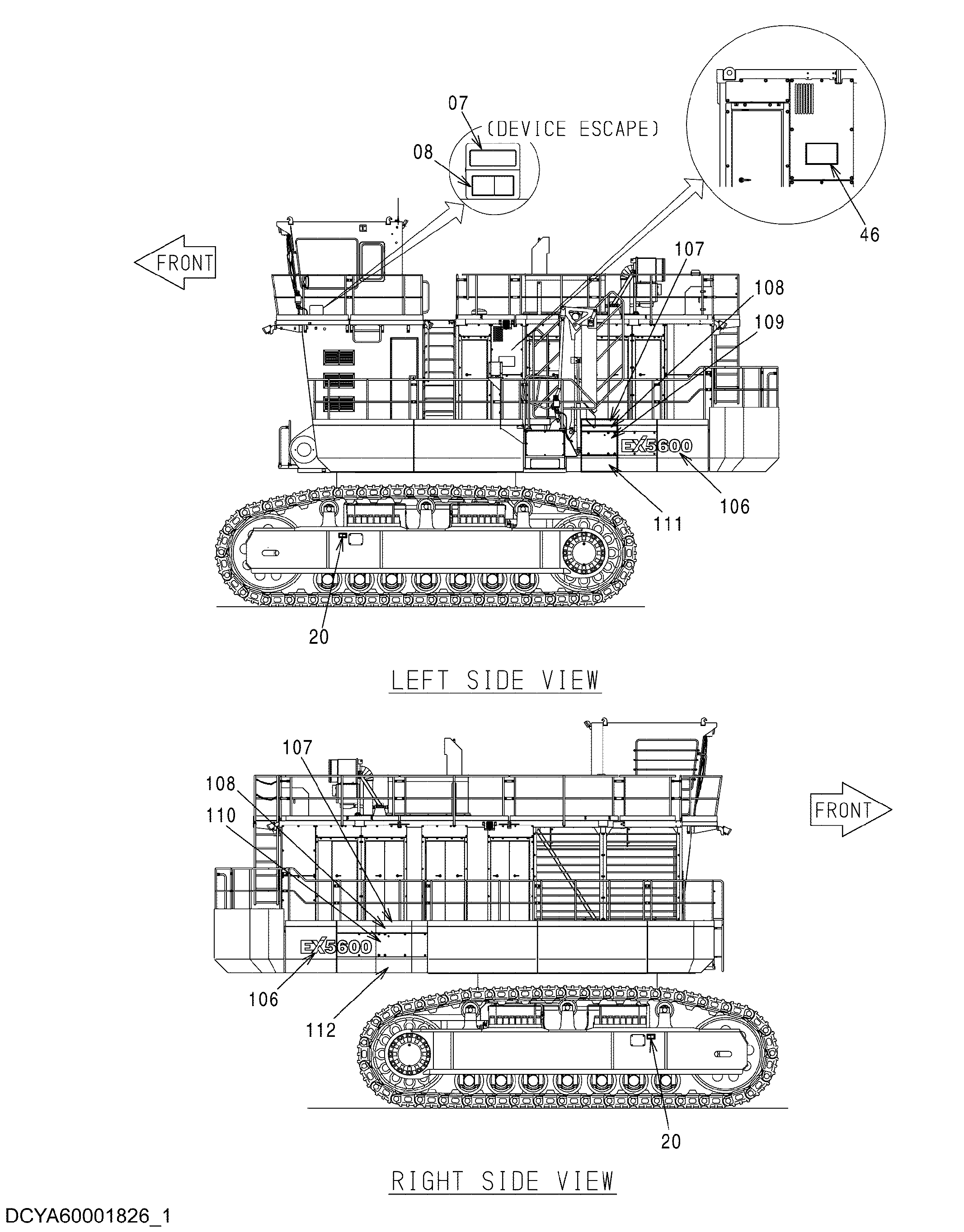 Схема Информационная табличка (английский)(1) HITACHI EX5600-6LD