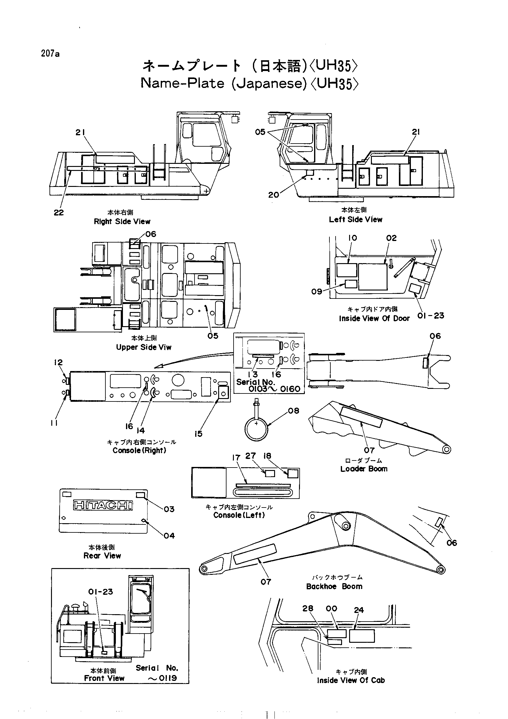Схема Информационная табличка (японский)<UH35> HITACHI UH501