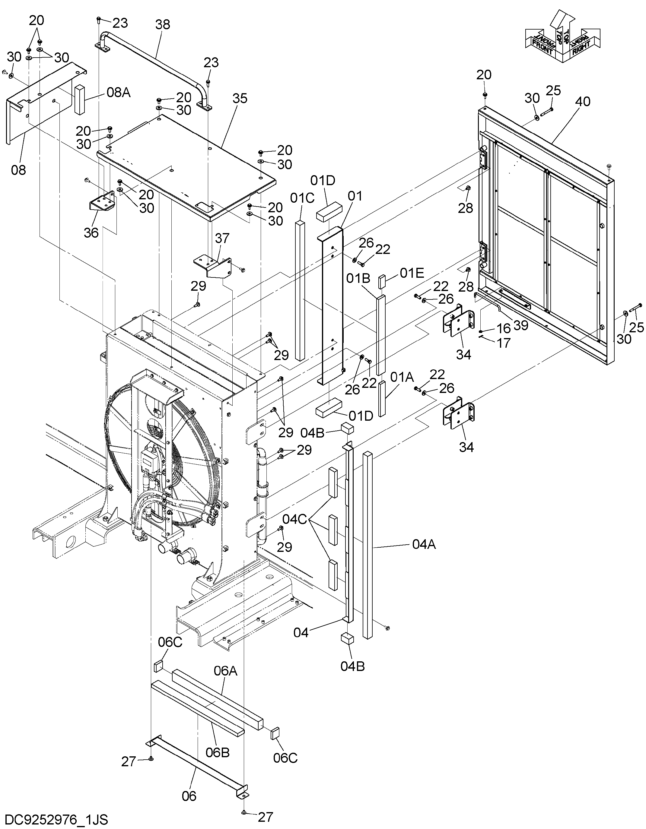 Схема Масляный радиатор крышка HITACHI ZX1800K-3