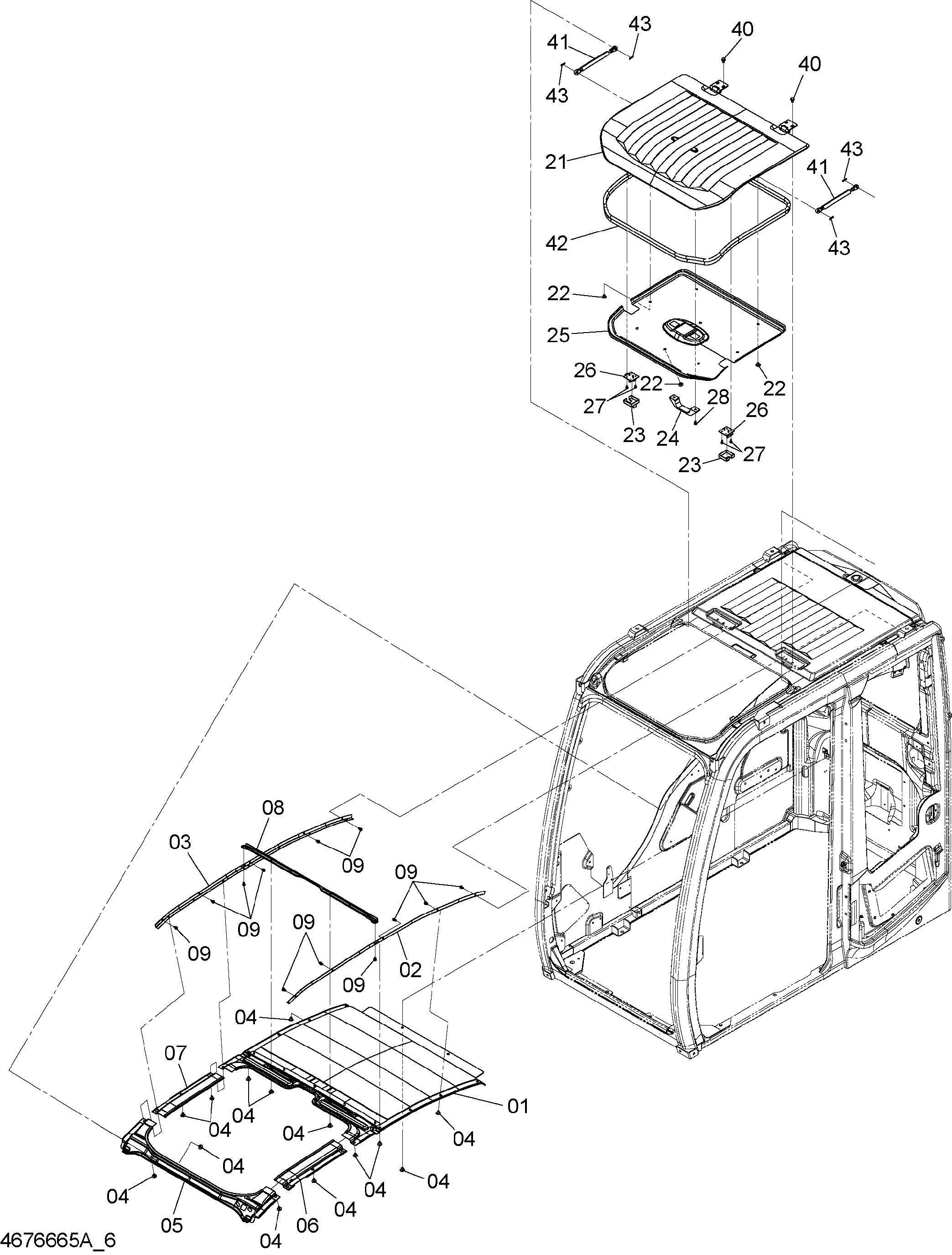 Схема Кабина (6) HITACHI ZX140W-3