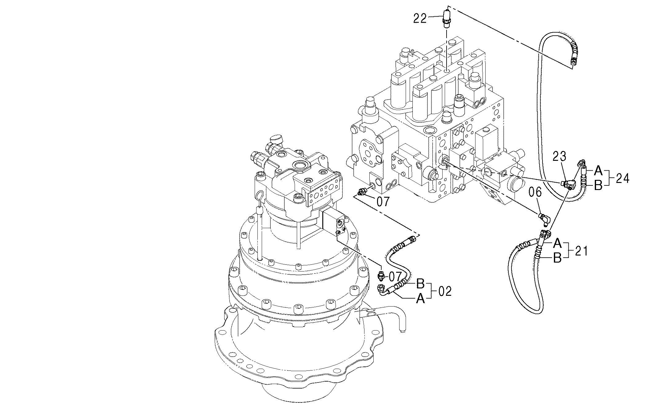 Схема Пилотные гидролинии (4-1) HITACHI ZX350LCH-3G