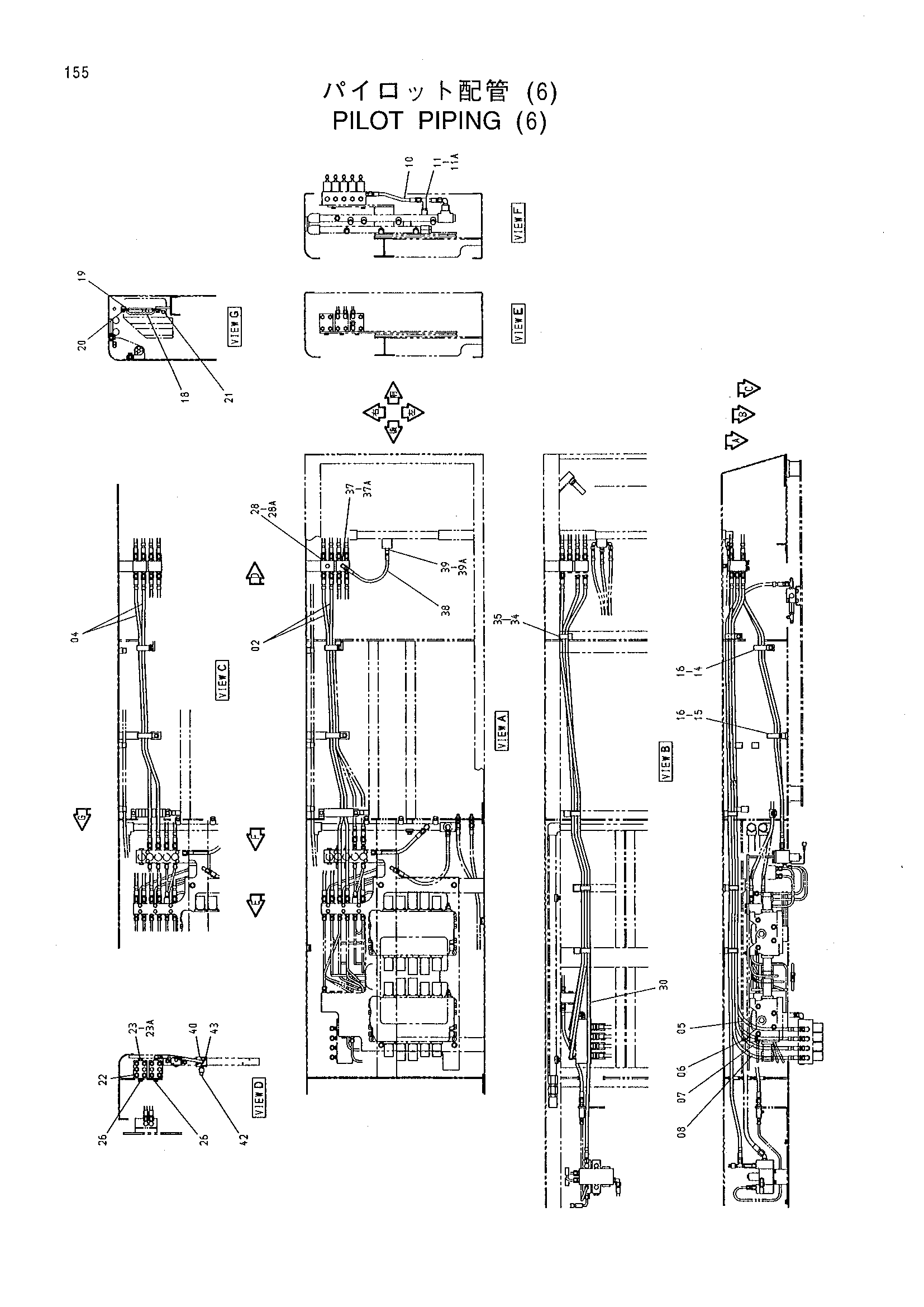 Схема Пилотные гидролинии (6) HITACHI MX5015