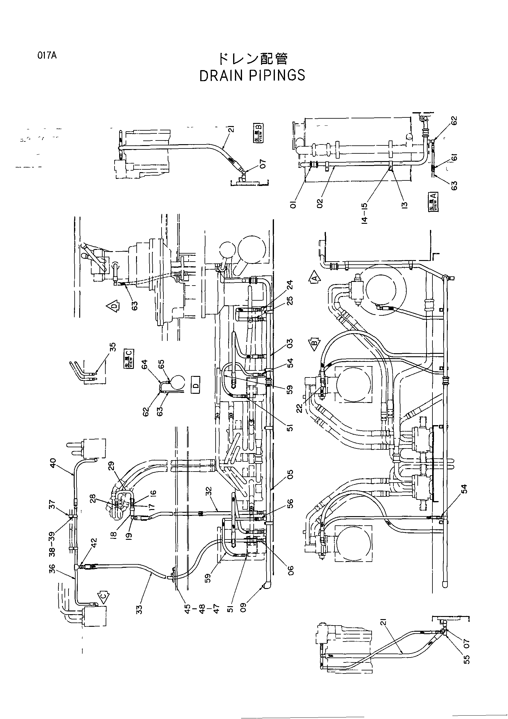 Схема Дренажный трубопроводы HITACHI KH500-3