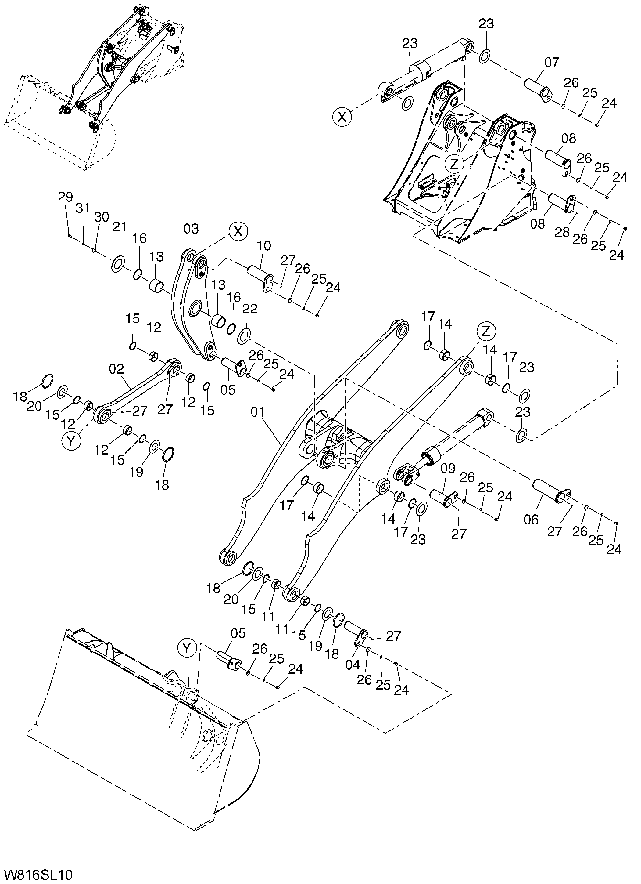 Схема Подъём рукоять(для LOG грейфер)(SLA002) HITACHI ZW220