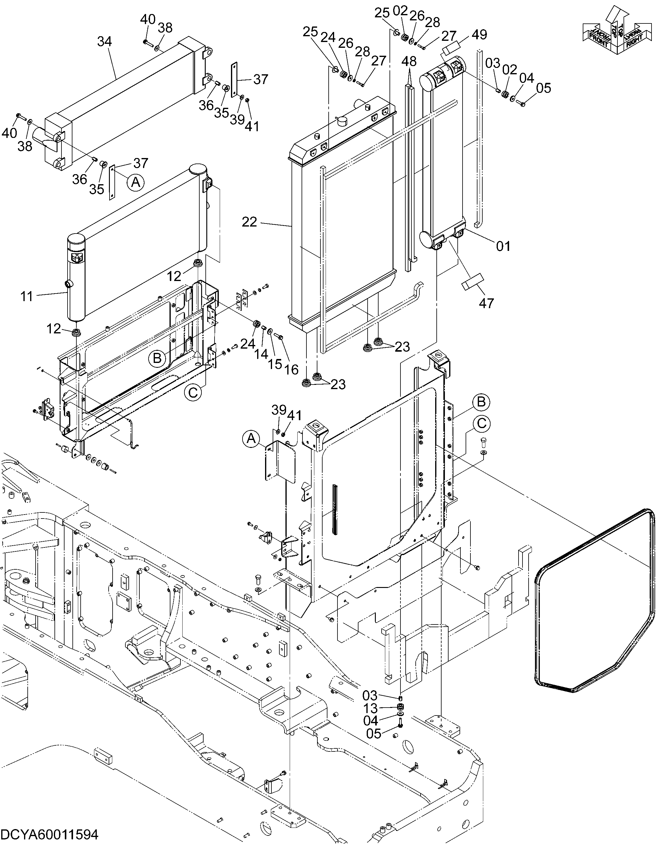 Схема Охлаждение устройство (2) HITACHI ZW250-5B
