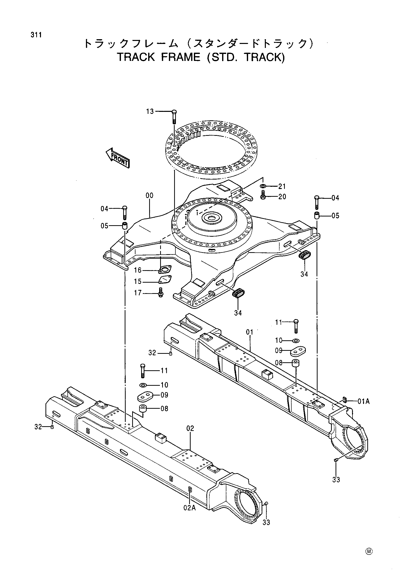 Схема Гусеничная рама (стд.тракк) HITACHI EX550