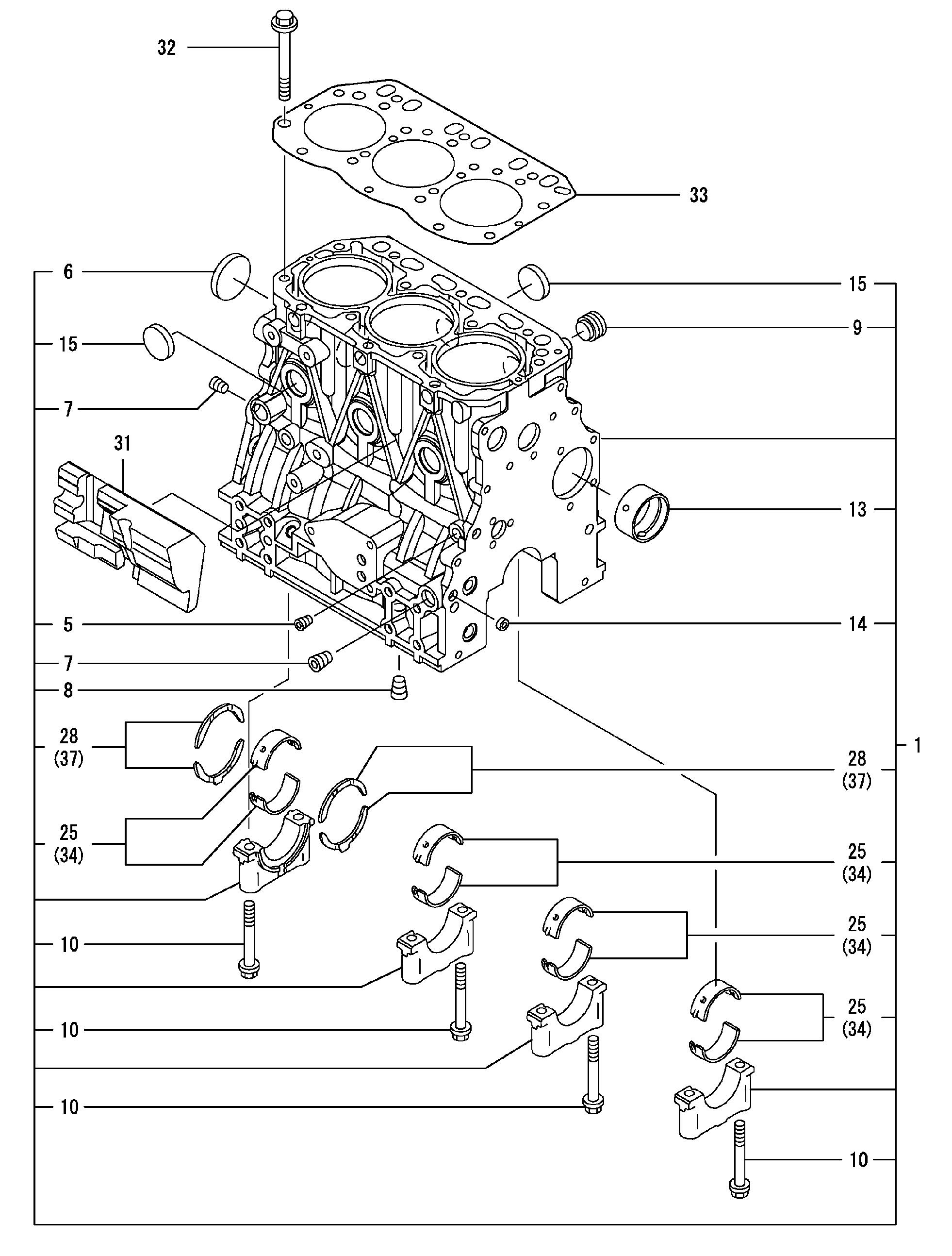 Схема Блок цилиндров HITACHI ZX30U-2U