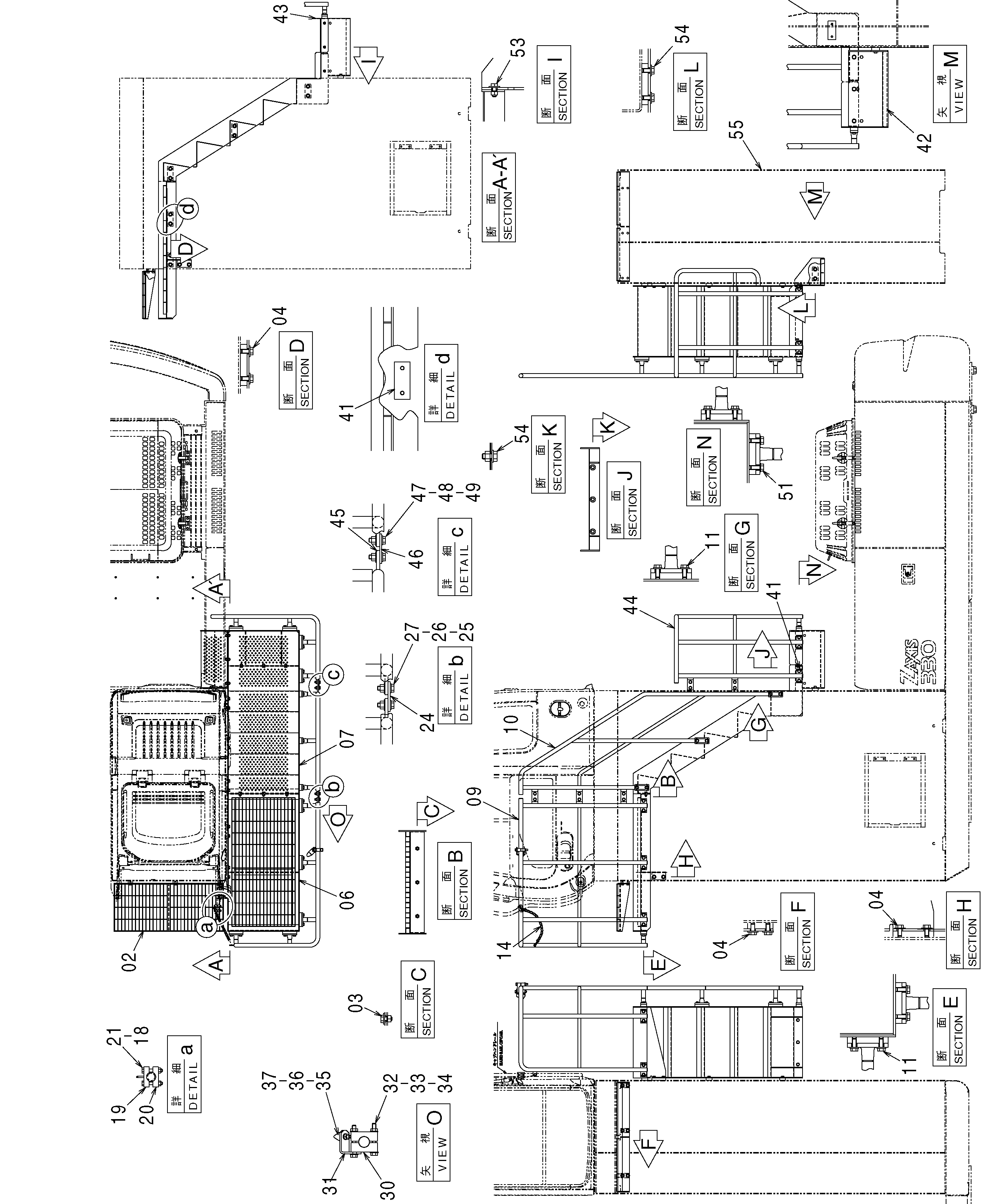 Схема Хигх-моунт кабина галлерй ступень (3.0m) HITACHI ZX330-3G