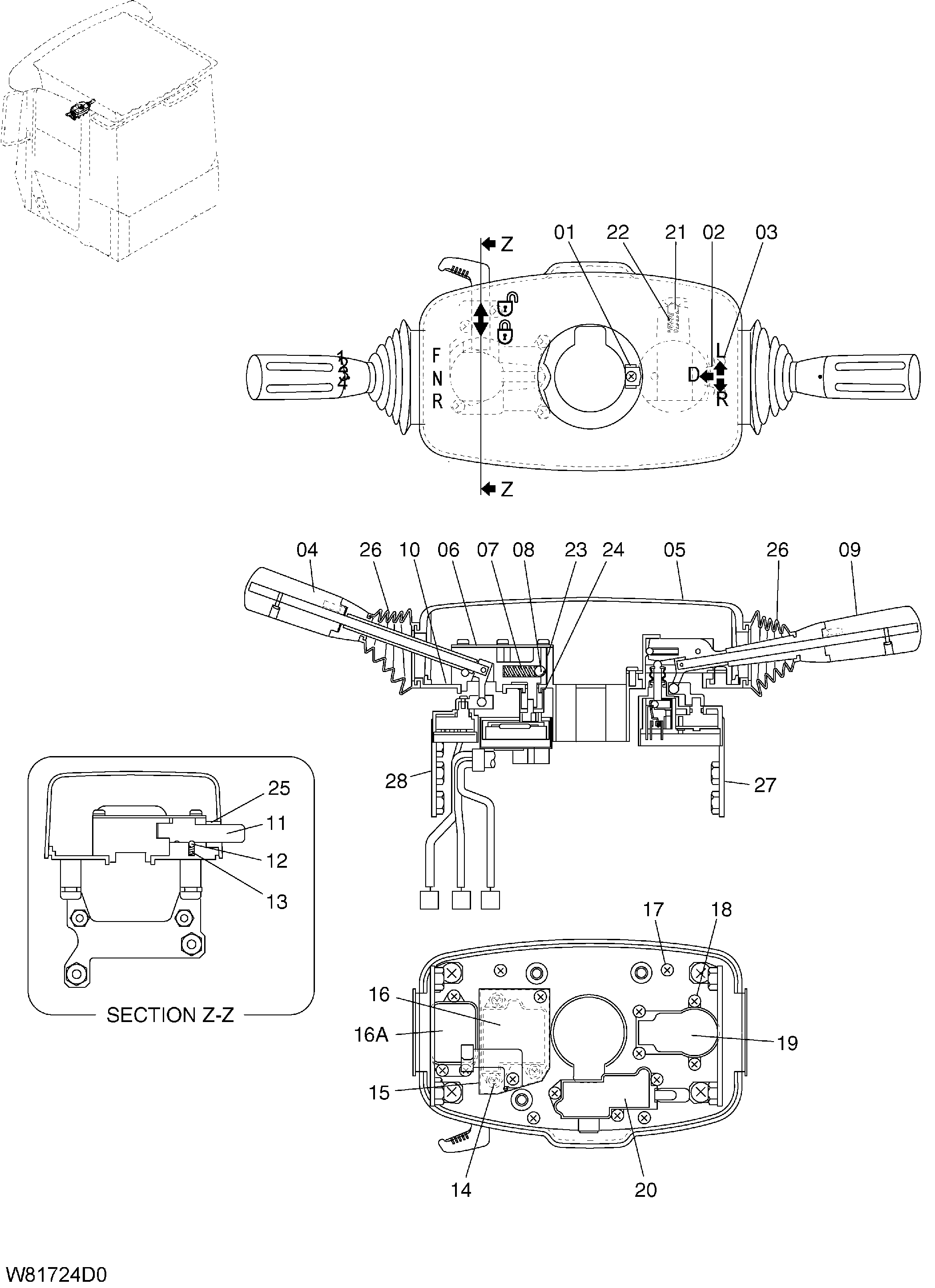 Схема Колумн рычаг HITACHI ZW310-A