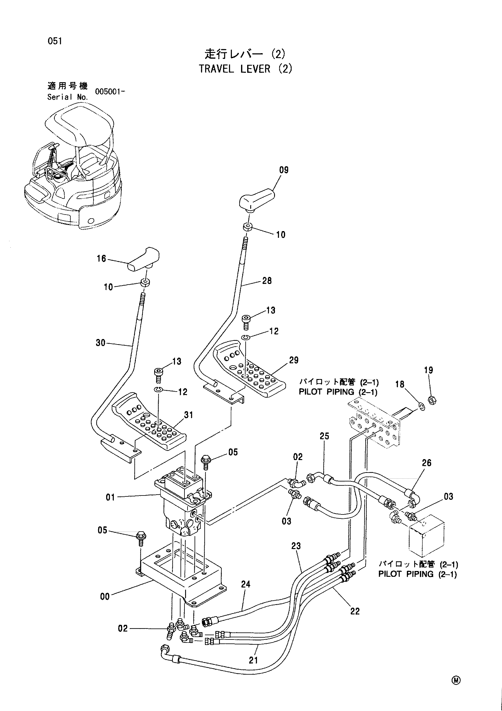 Схема Рычаги хода (2) HITACHI ZX27U