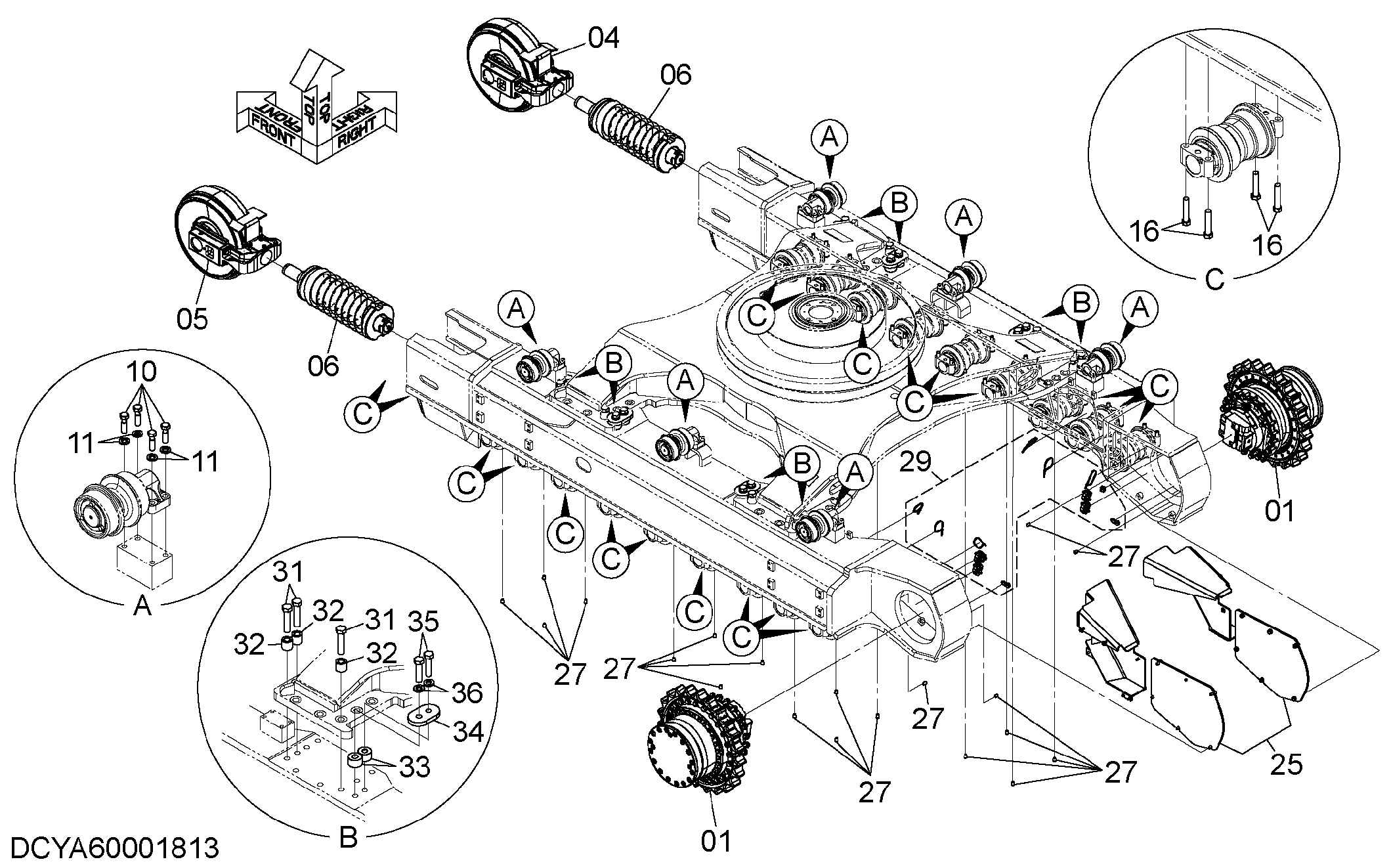Схема Гусеница боковой рама детали HITACHI ZX470LCH-5B