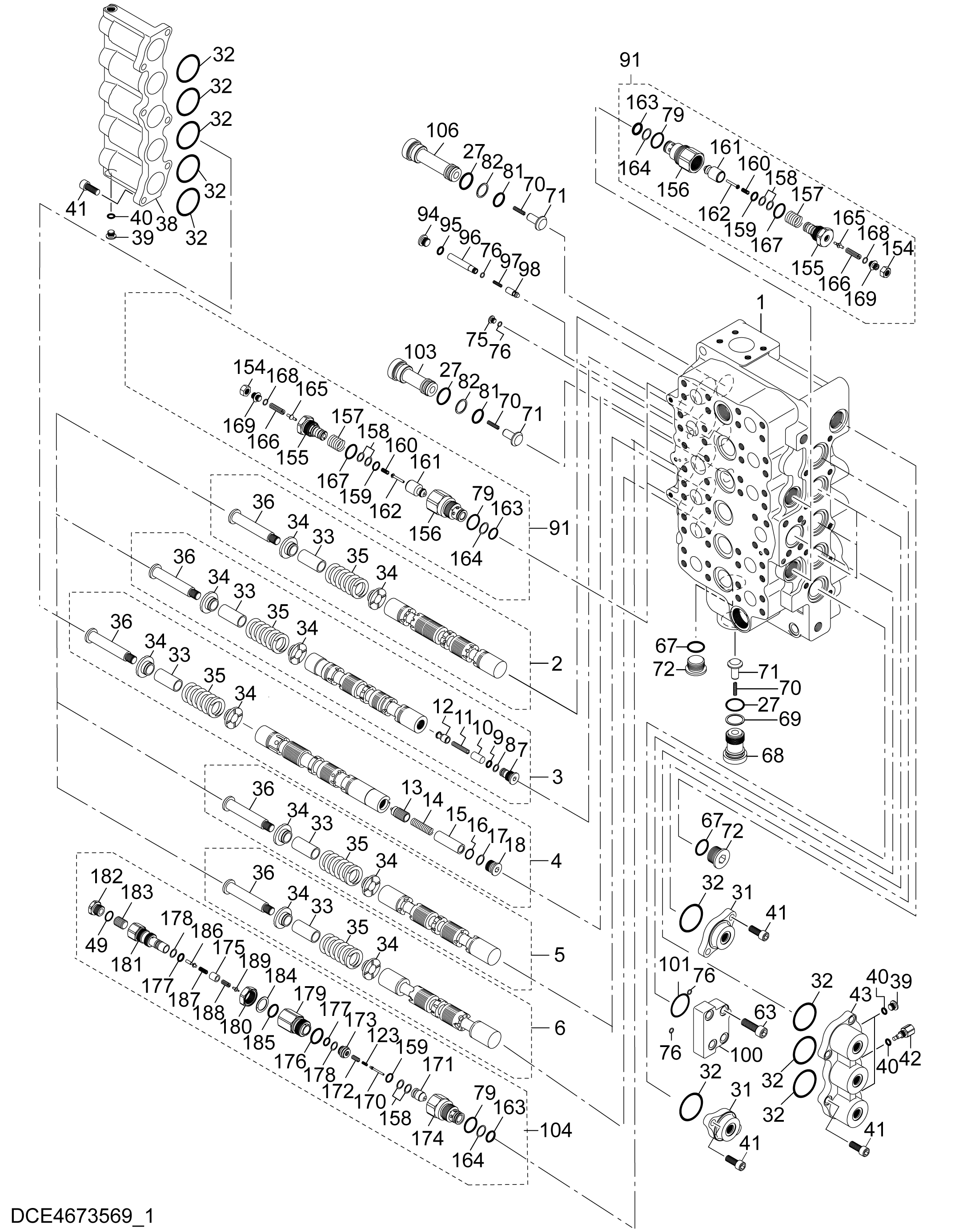 Схема Гидрораспределитель (1/4) HITACHI ZX470H-3