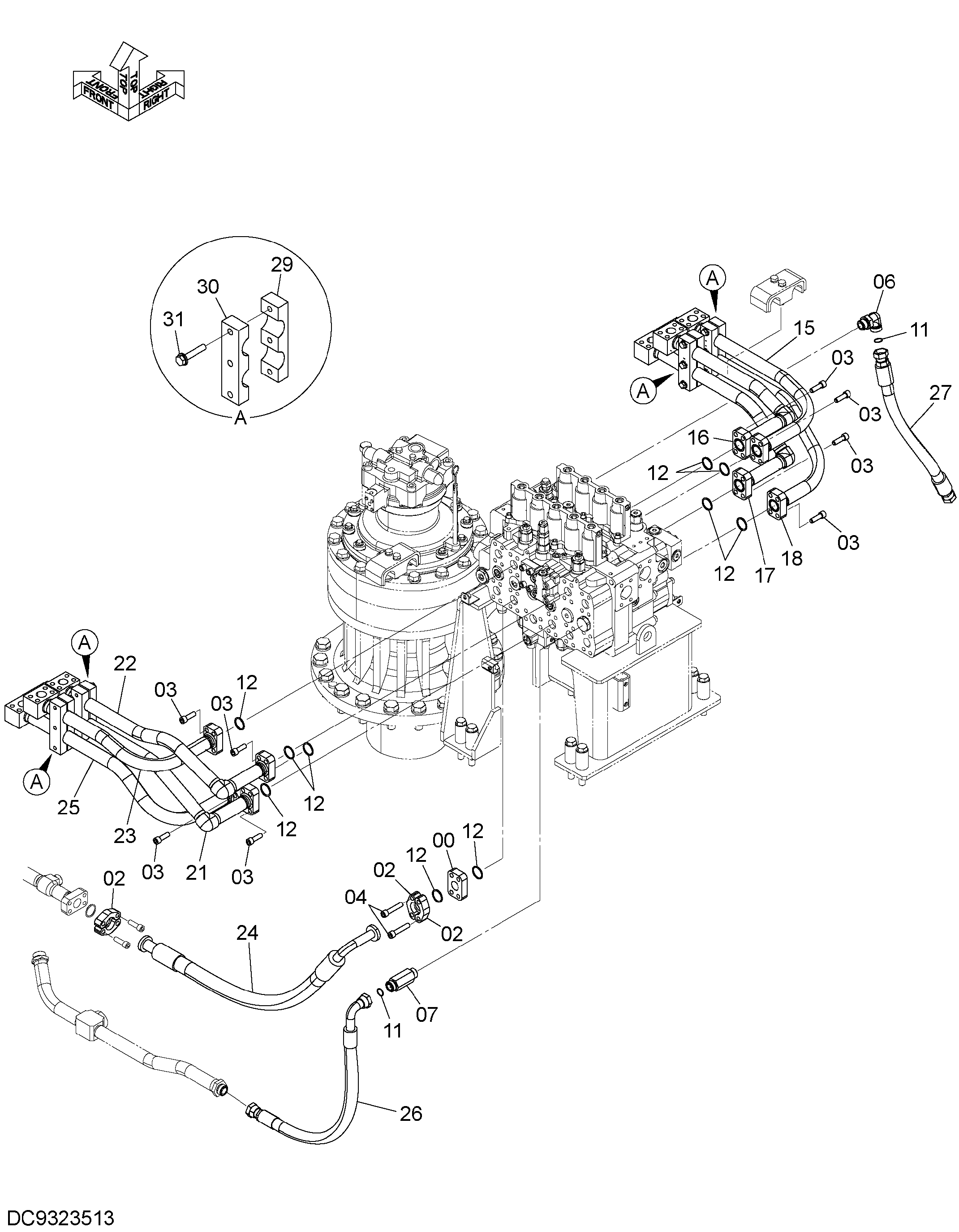 Схема Основные гидролинии (3-1) HITACHI ZX1800K-3