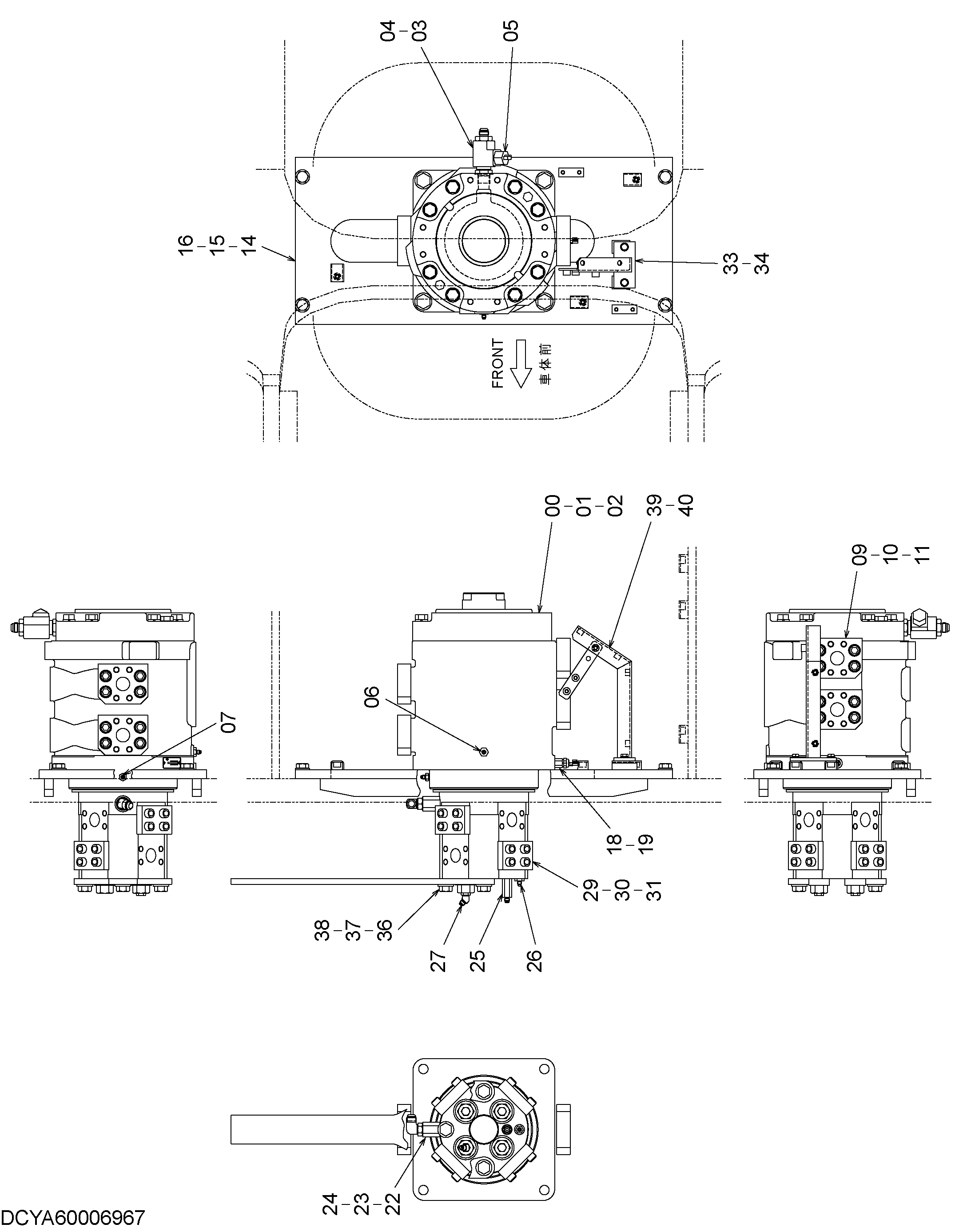 Схема Центральный коллектор группа HITACHI EX1900-6
