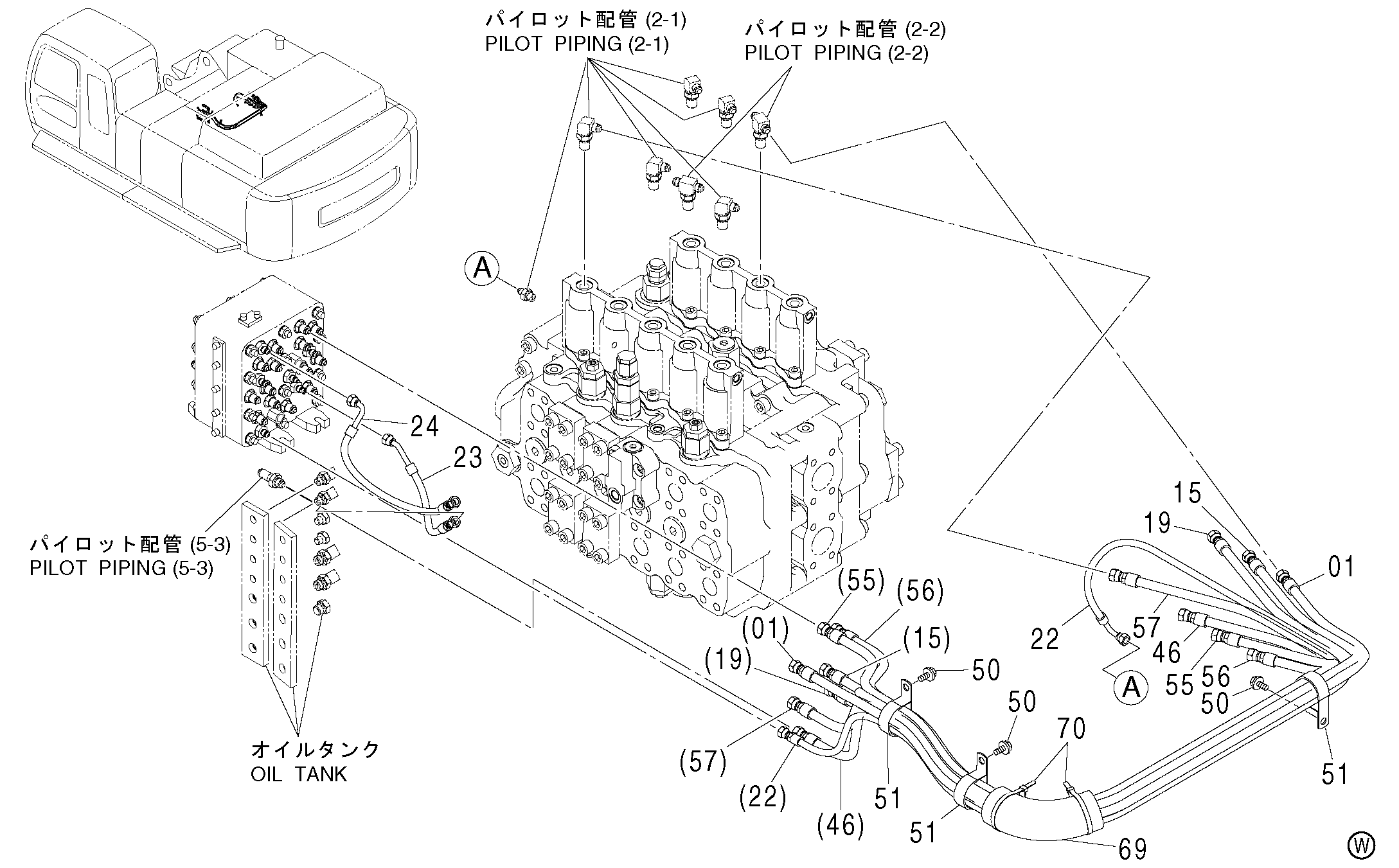 Схема Пилотные гидролинии (5-1) HITACHI ZX450