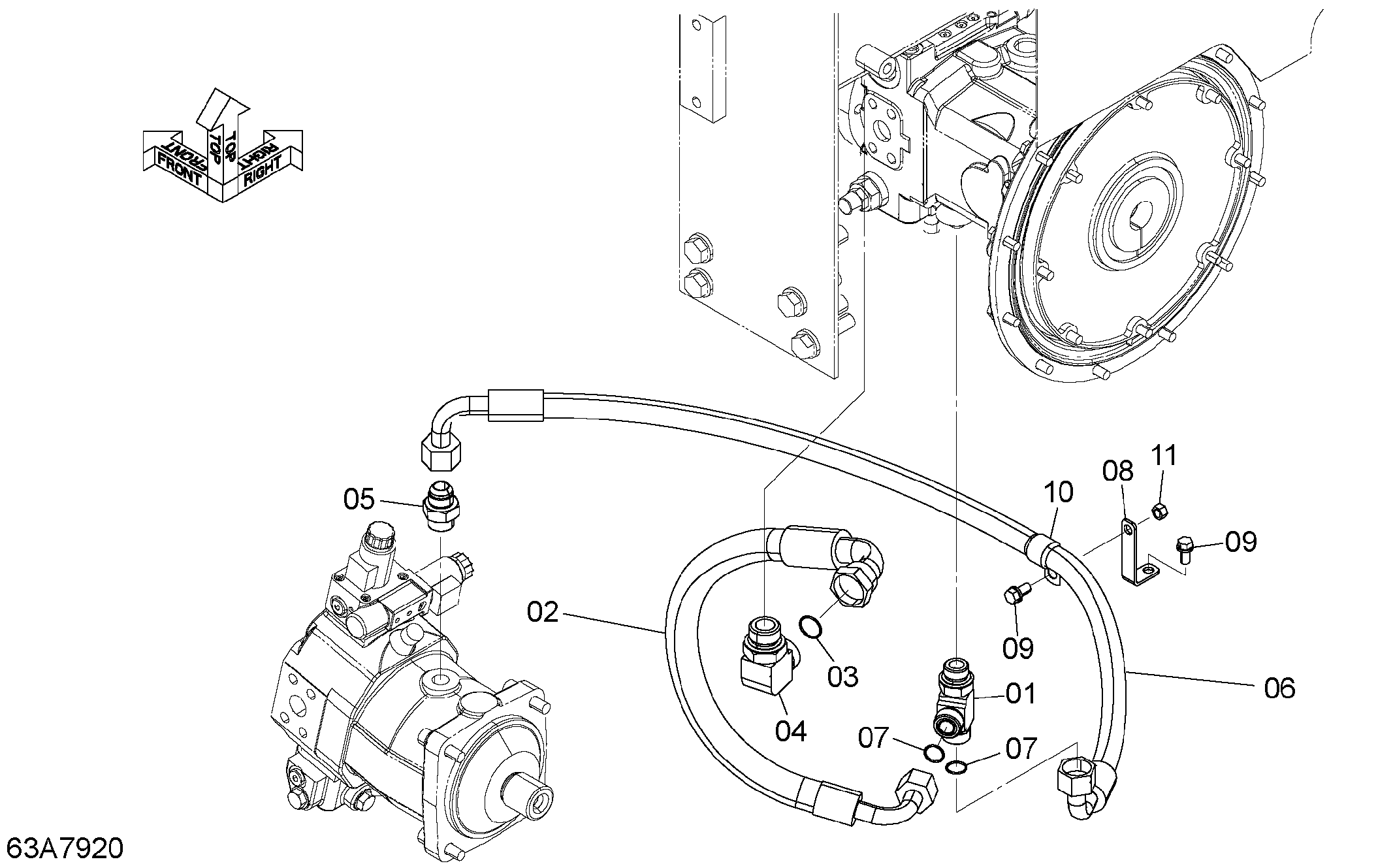 Схема HST трубопроводы (2) HITACHI ZW100-G