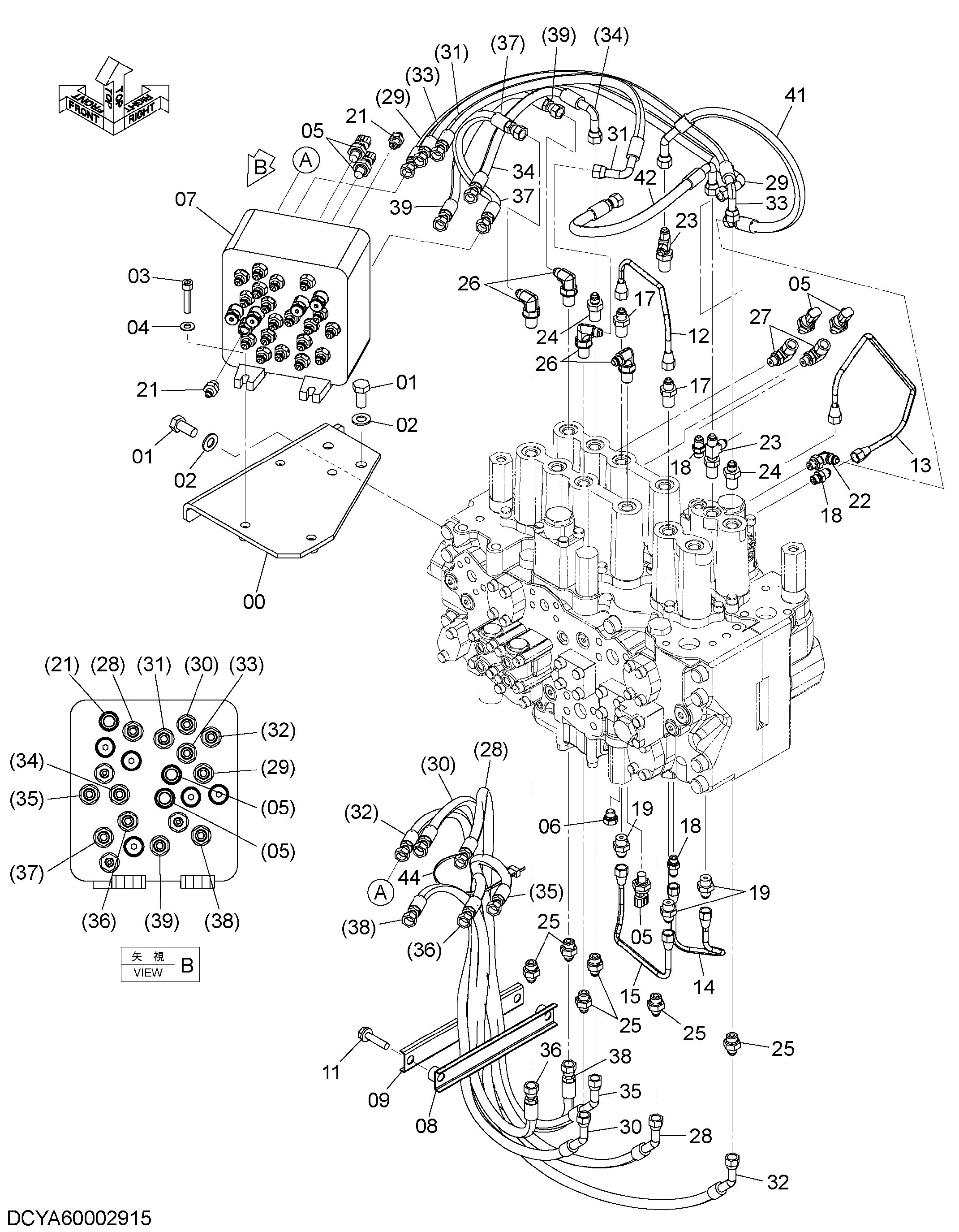 Схема Пилотные гидролинии (4) HITACHI ZX350LC-5B